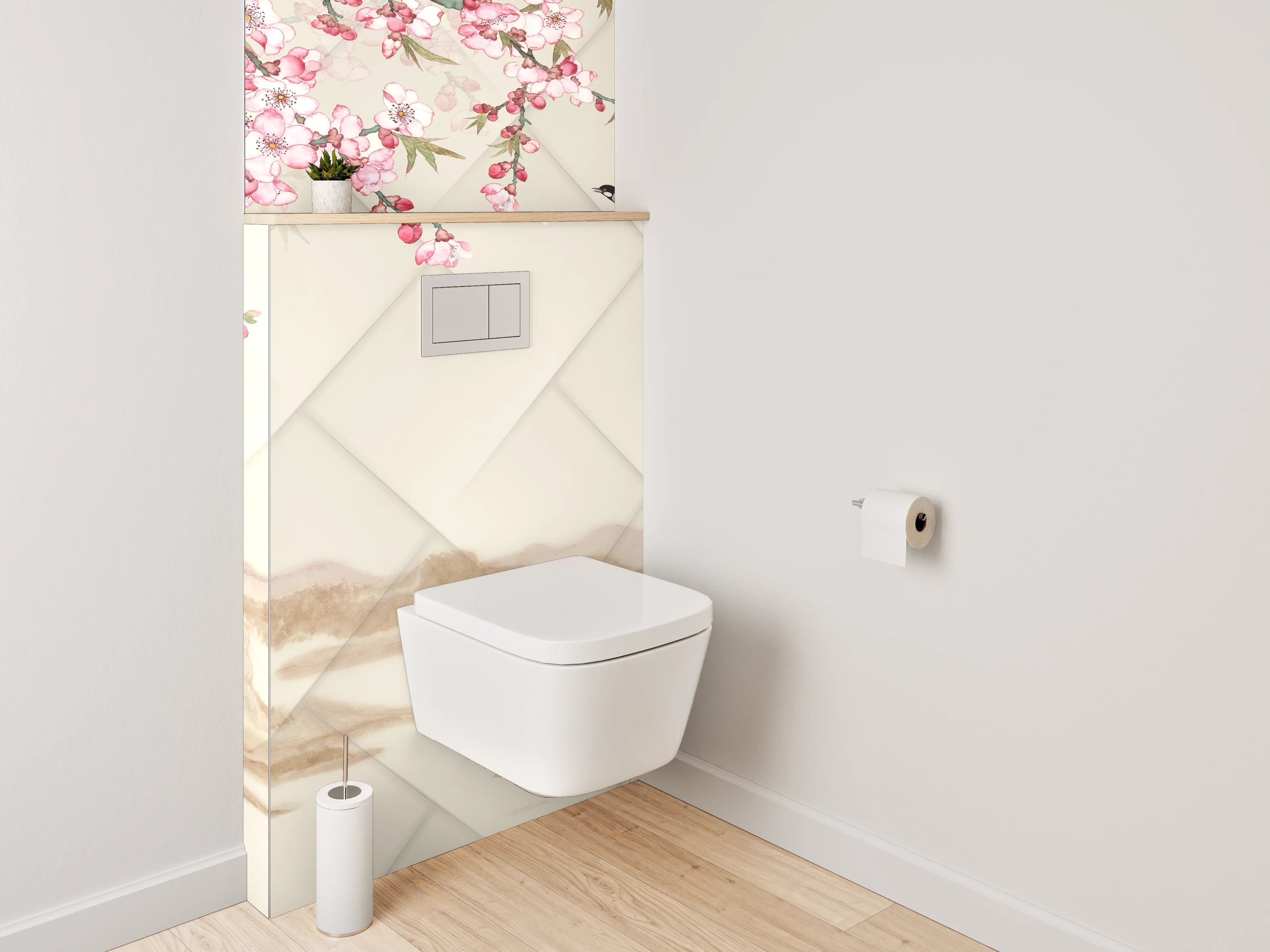 WC-Rückwand - Asiatische Kirschblüte Landschaft Malerei