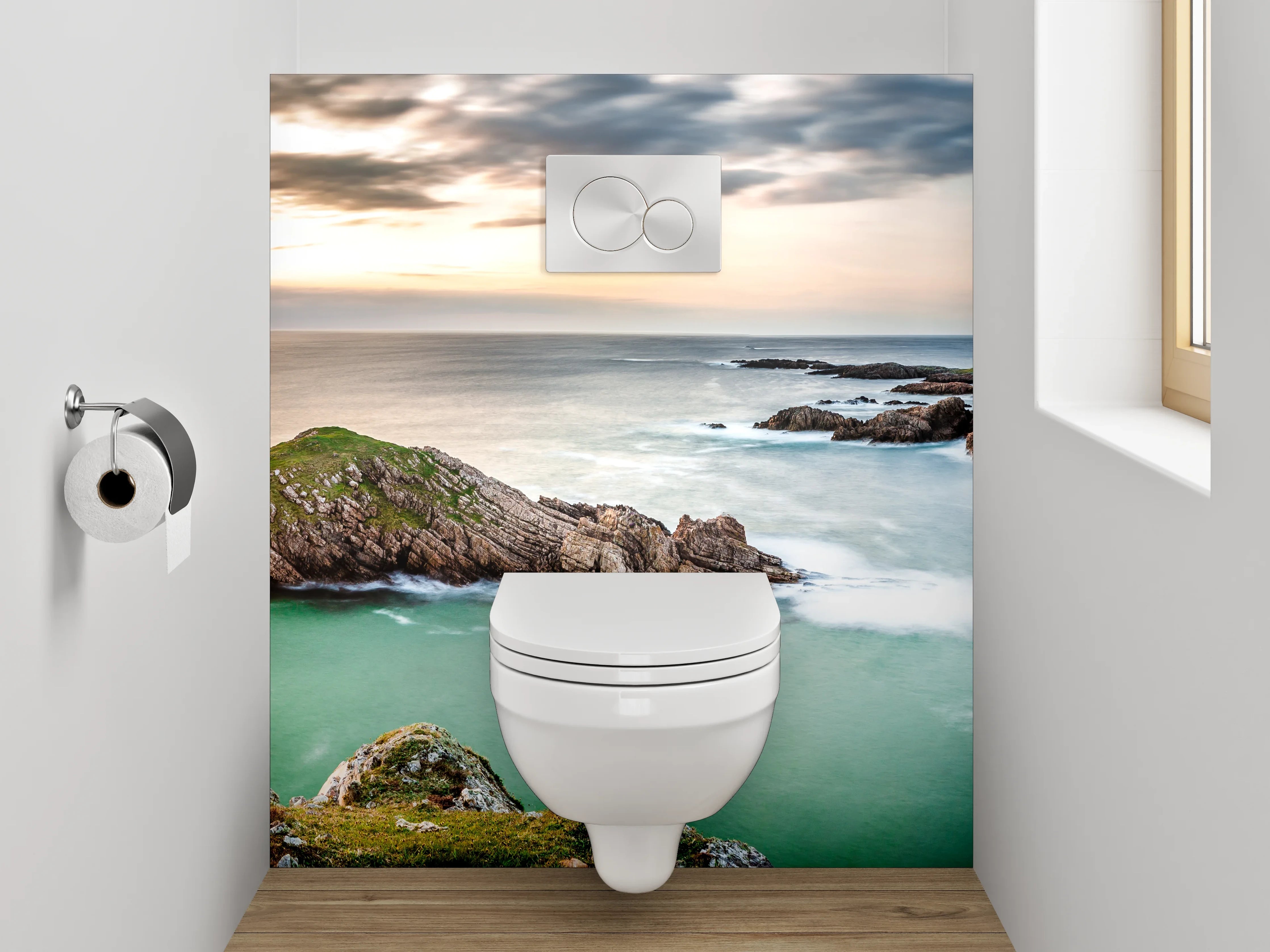 WC-Rückwand - Atemberaubende Küste bei Sonnenuntergang