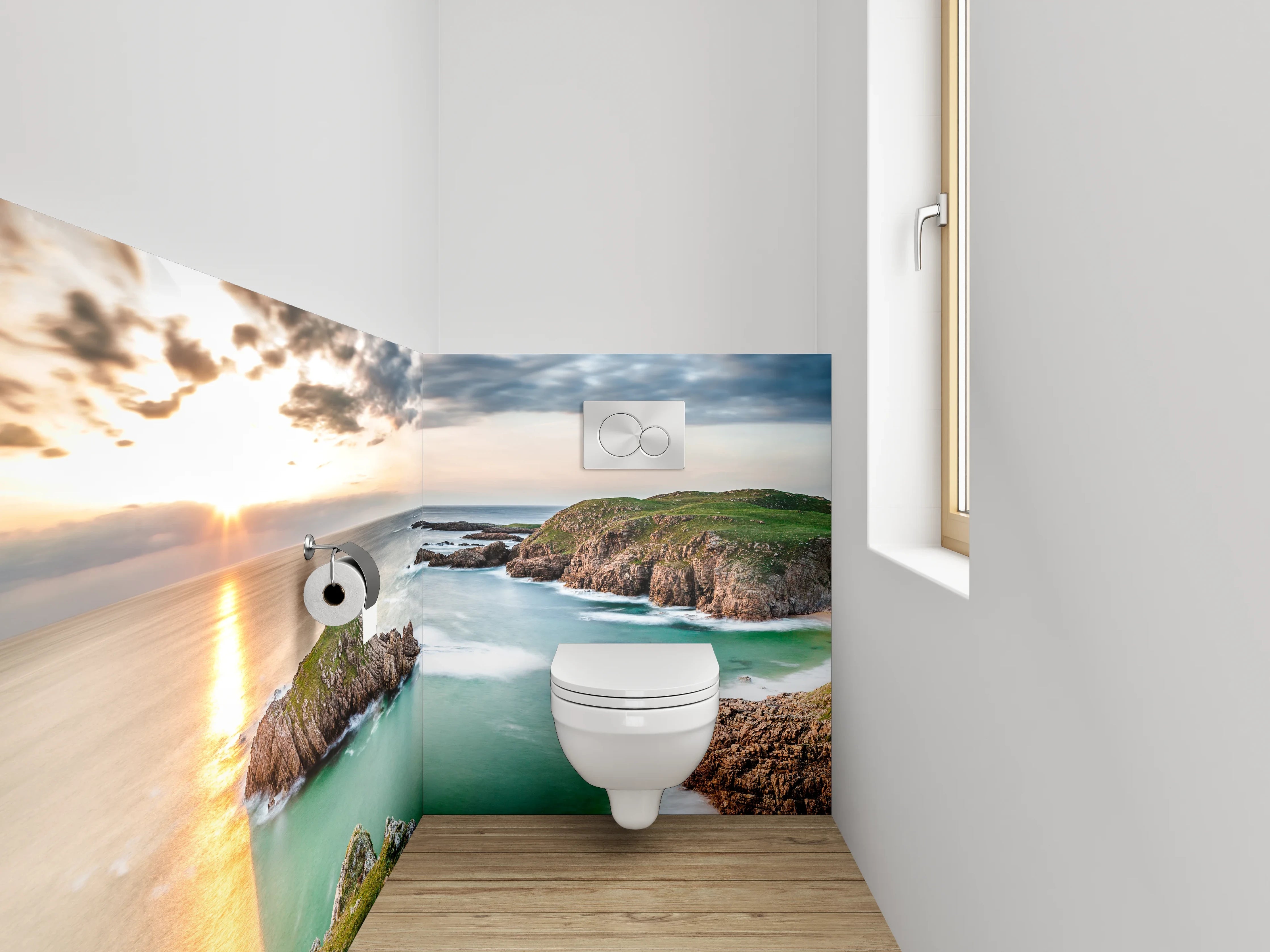 WC-Rückwand - Atemberaubende Küste bei Sonnenuntergang