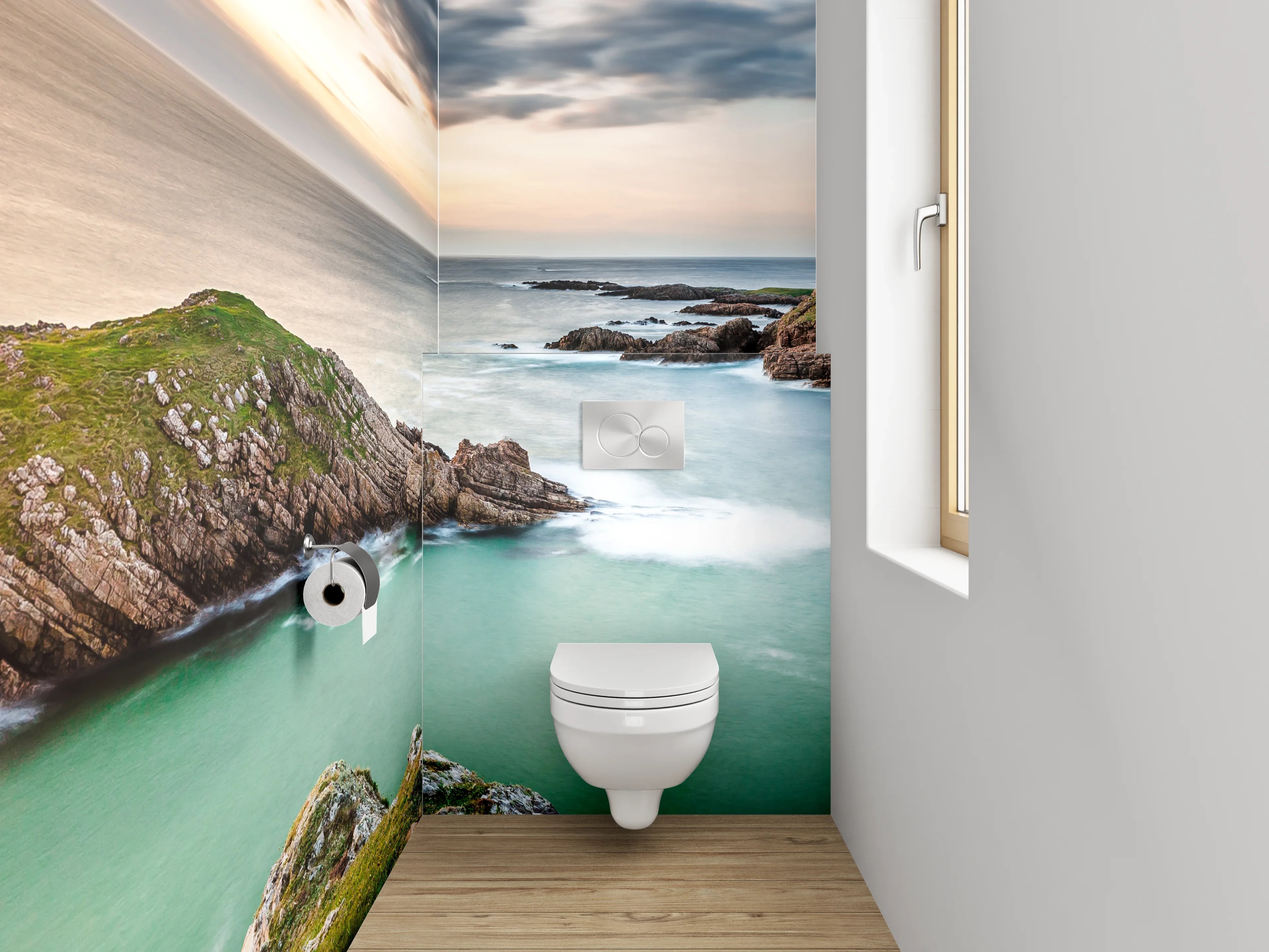 WC-Rückwand - Atemberaubende Küste bei Sonnenuntergang