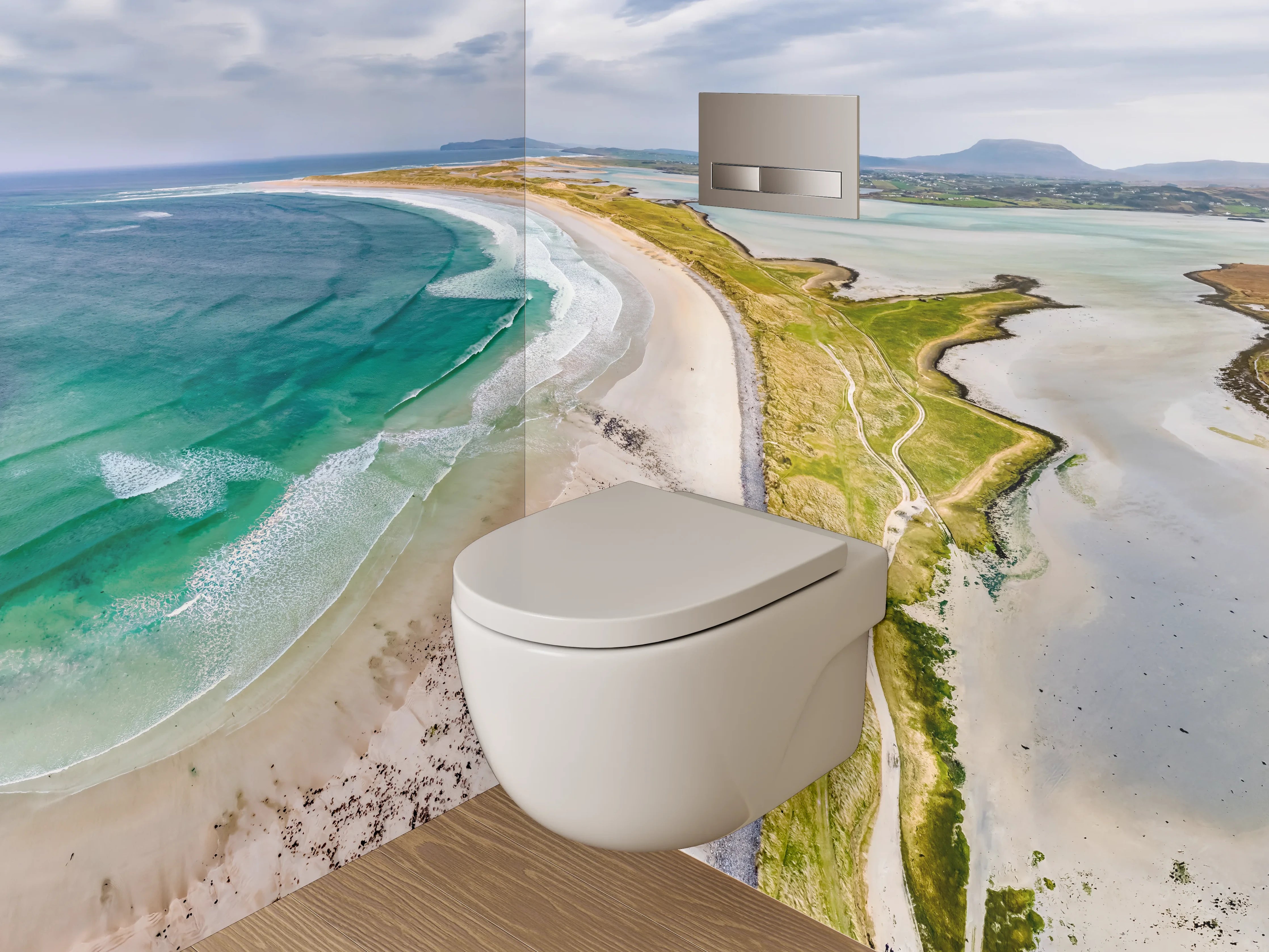 WC-Rückwand - Atemberaubender Küstenstrand mit türkisblauem Meer