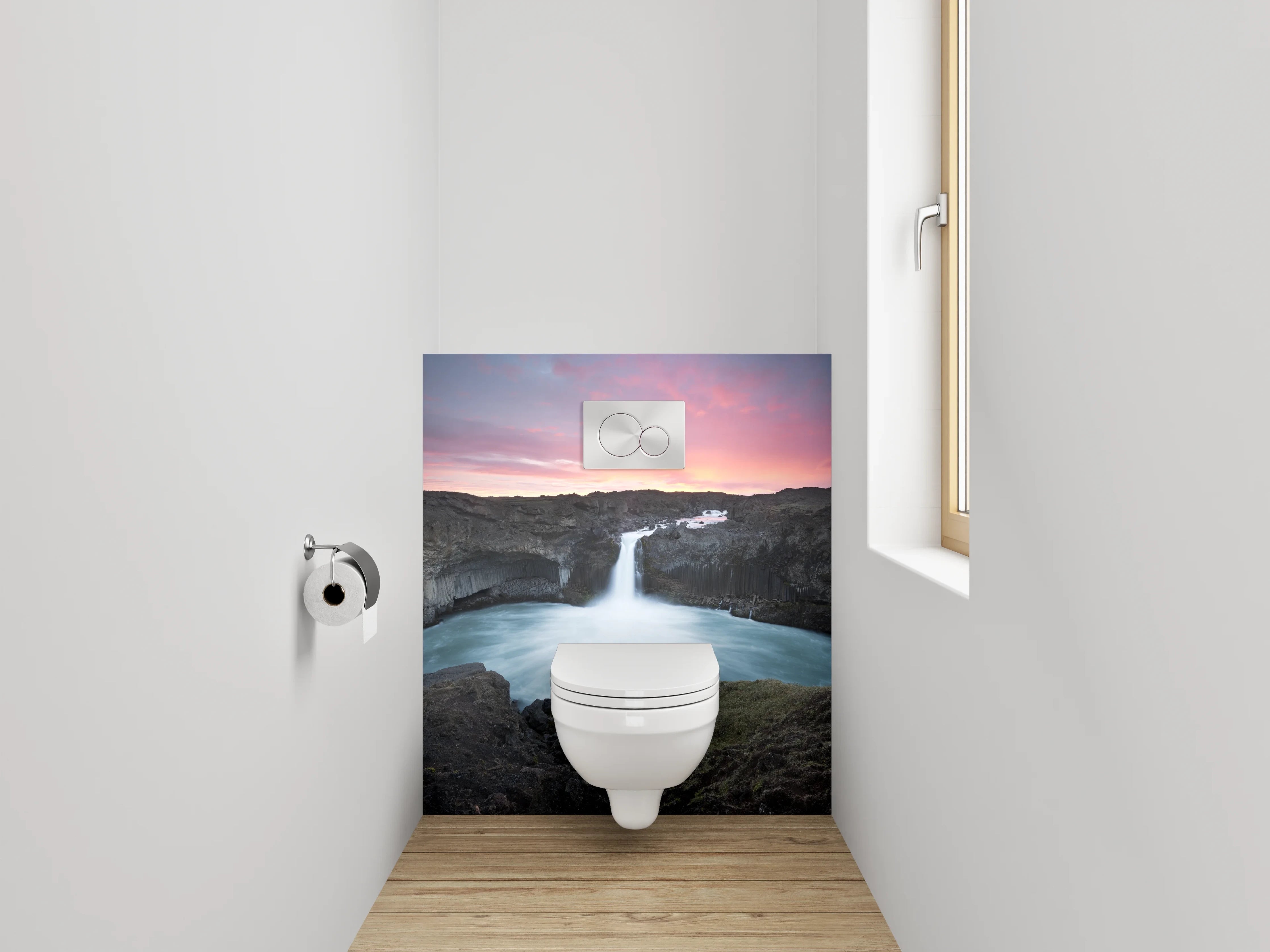 WC-Rückwand - Atemberaubender Wasserfall Island Panorama