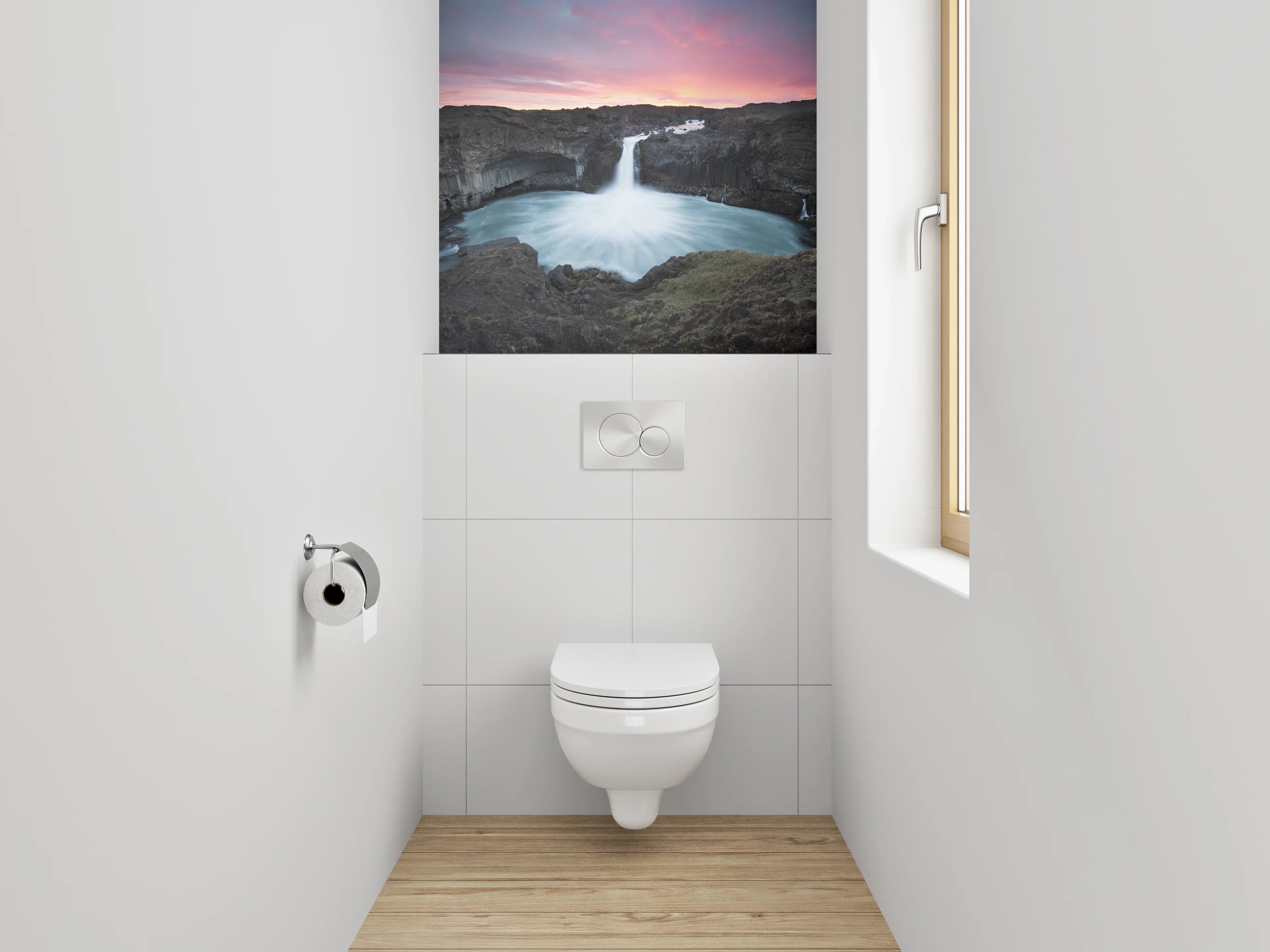 WC-Rückwand - Atemberaubender Wasserfall Island Panorama