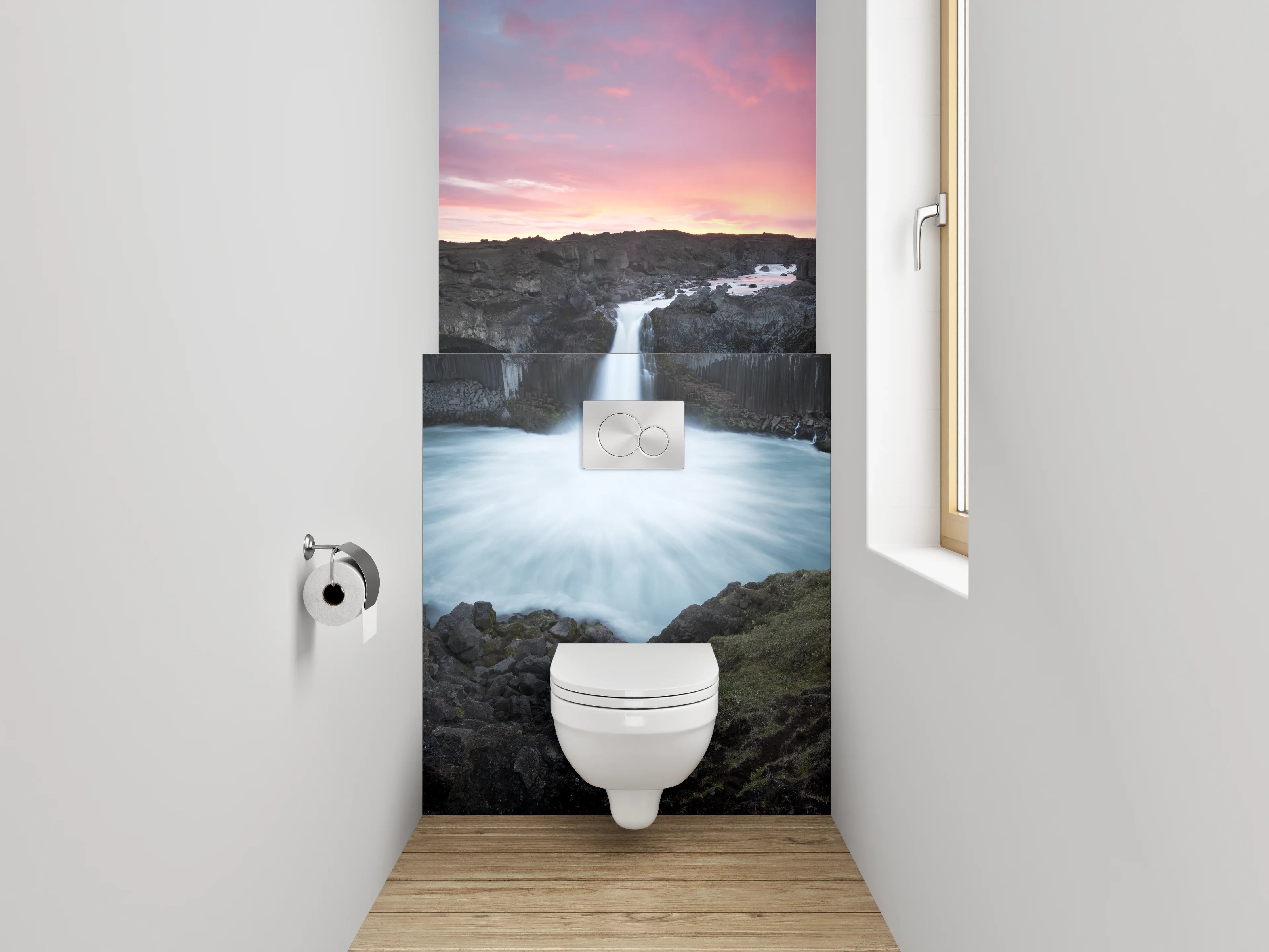 WC-Rückwand - Atemberaubender Wasserfall Island Panorama