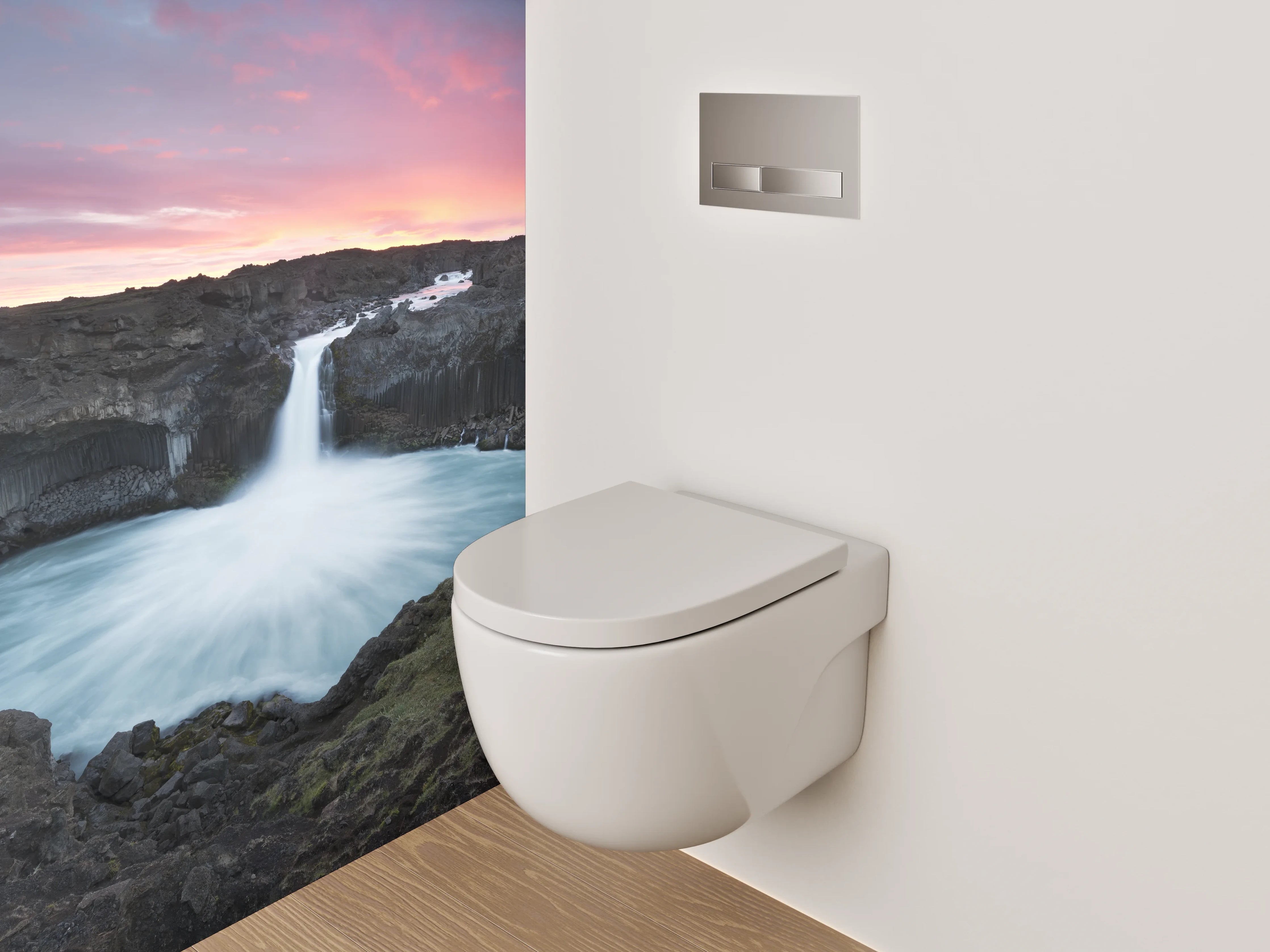 WC-Rückwand - Atemberaubender Wasserfall Island Panorama