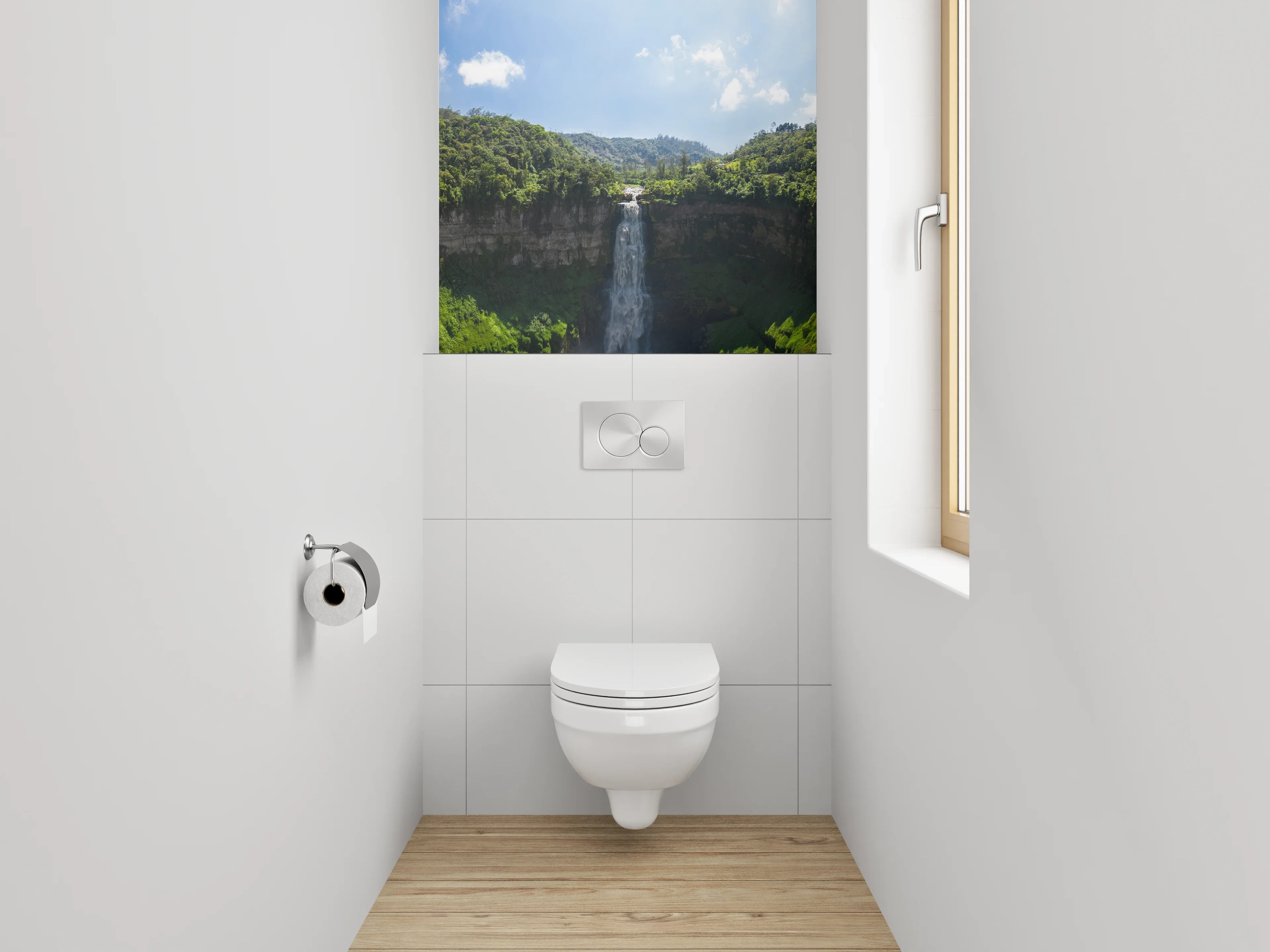WC-Rückwand - Atemberaubender Wasserfall Naturpanorama
