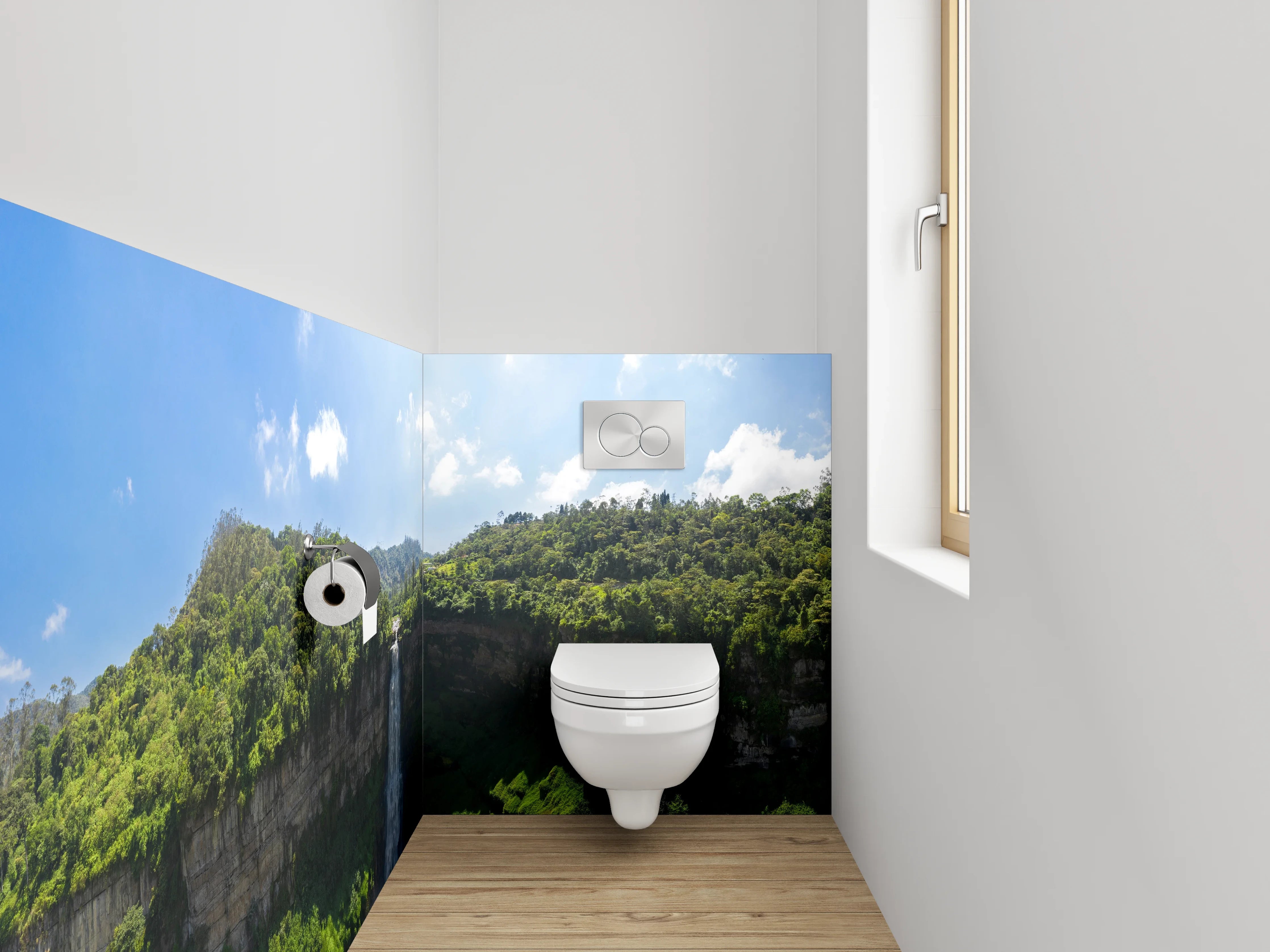 WC-Rückwand - Atemberaubender Wasserfall Naturpanorama