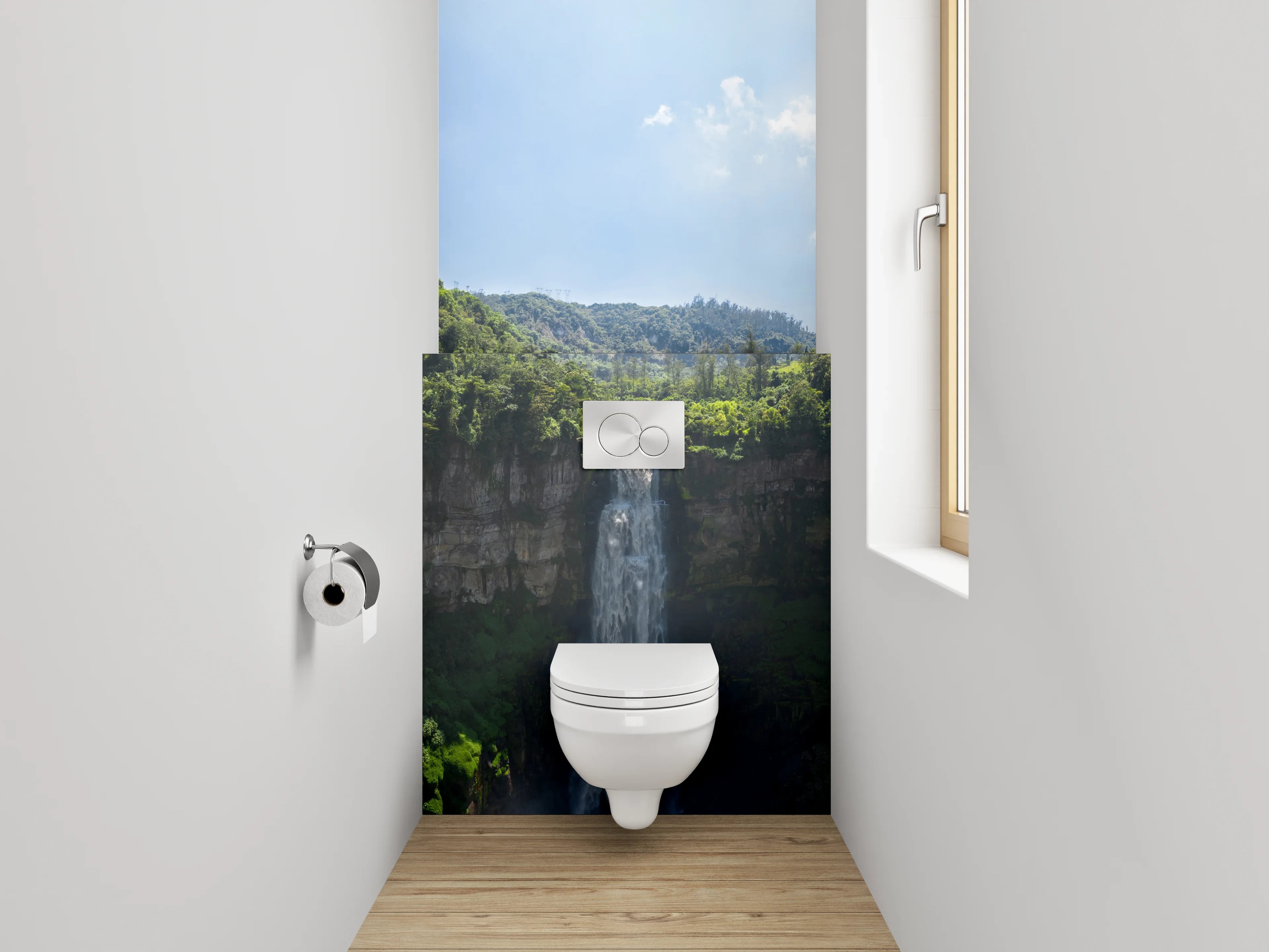 WC-Rückwand - Atemberaubender Wasserfall Naturpanorama