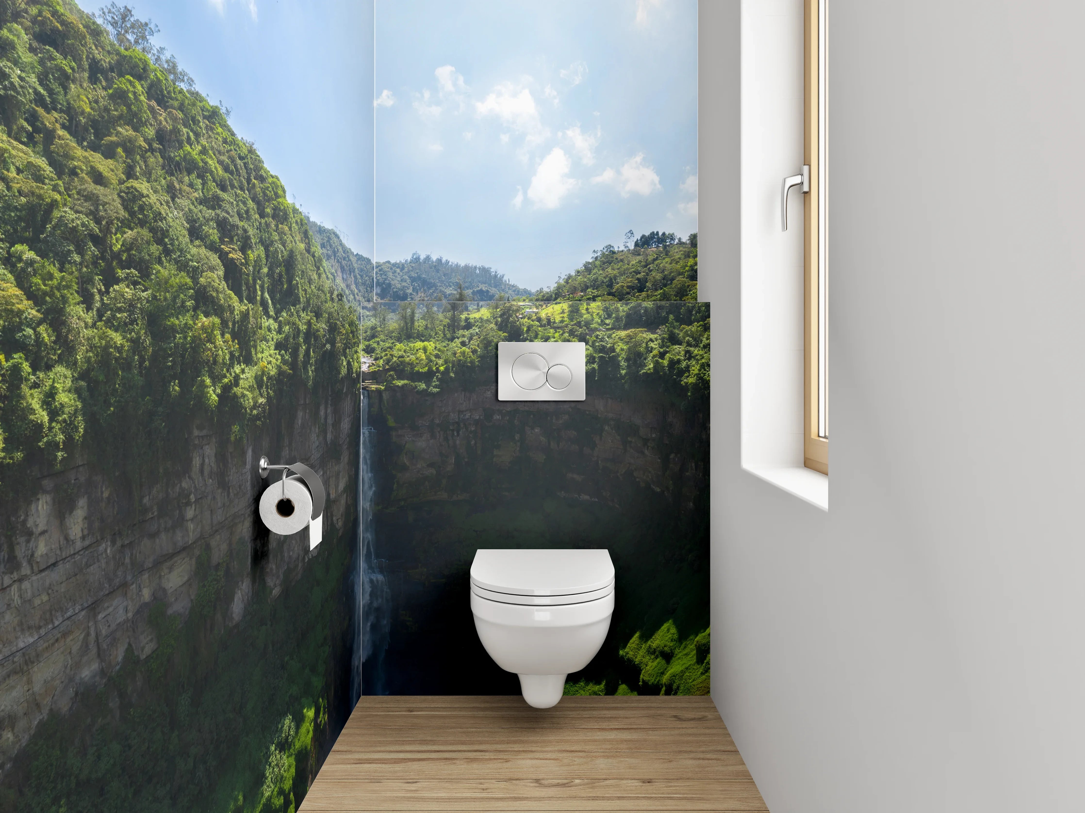 WC-Rückwand - Atemberaubender Wasserfall Naturpanorama