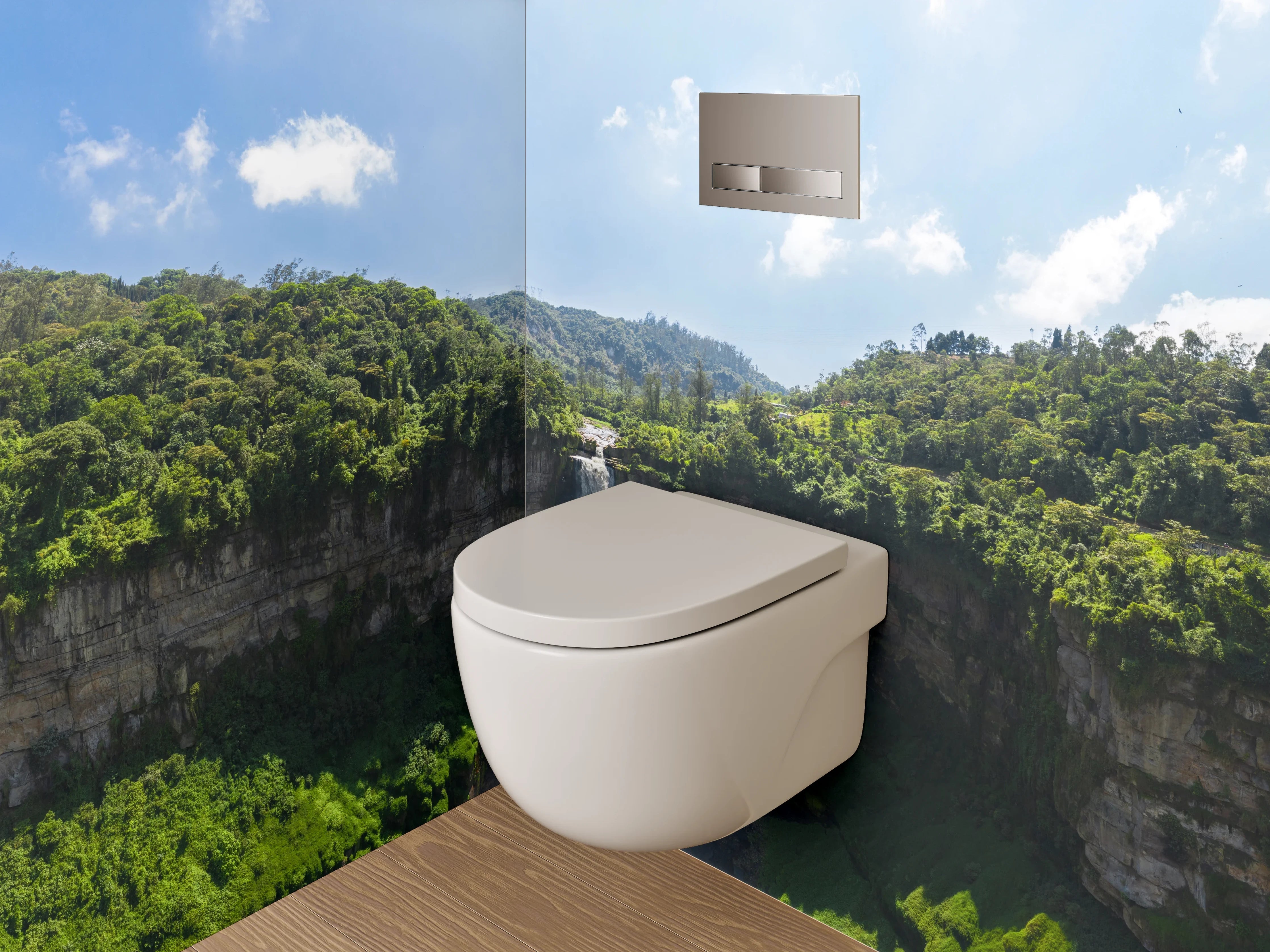 WC-Rückwand - Atemberaubender Wasserfall Naturpanorama