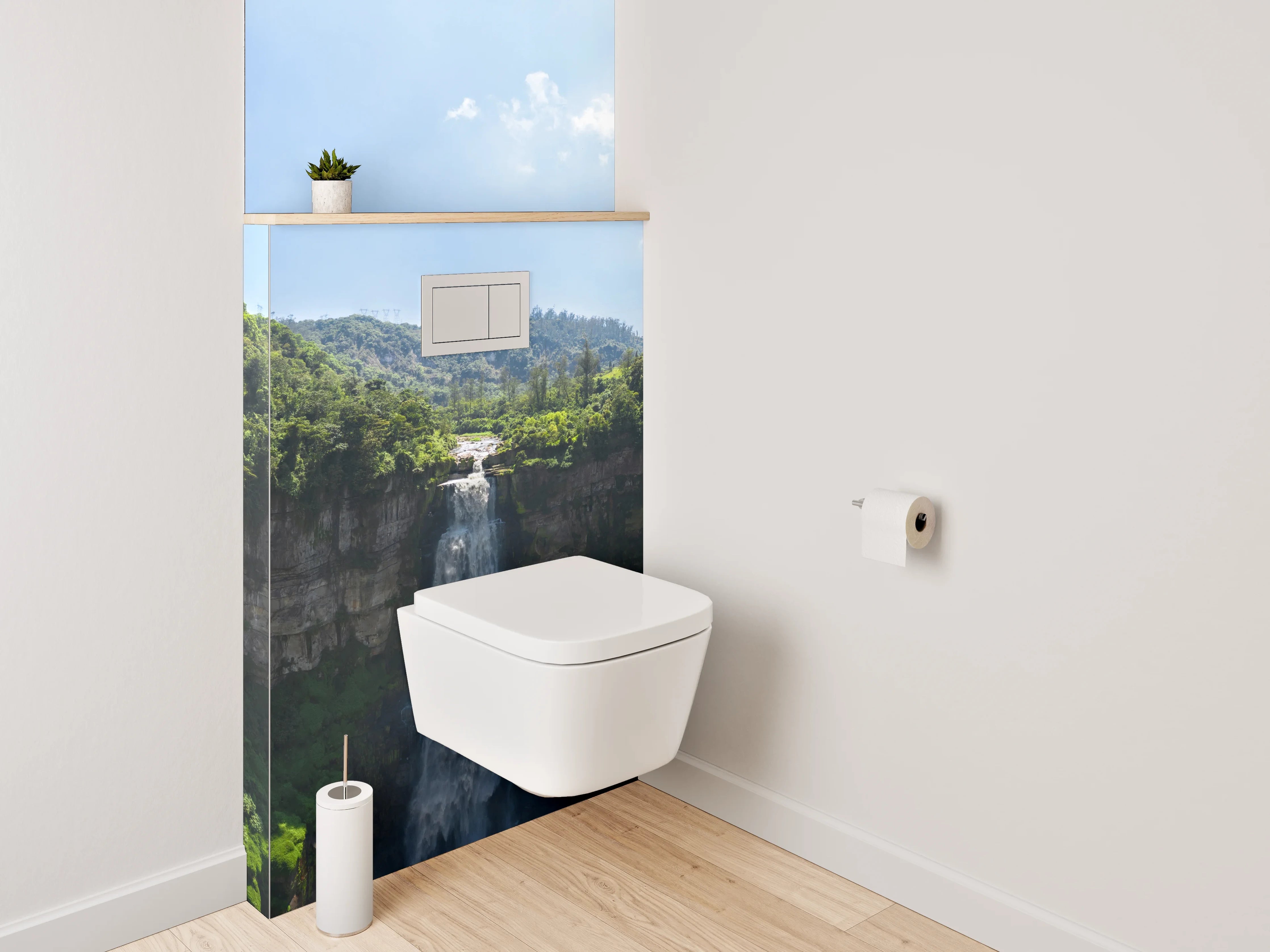 WC-Rückwand - Atemberaubender Wasserfall Naturpanorama