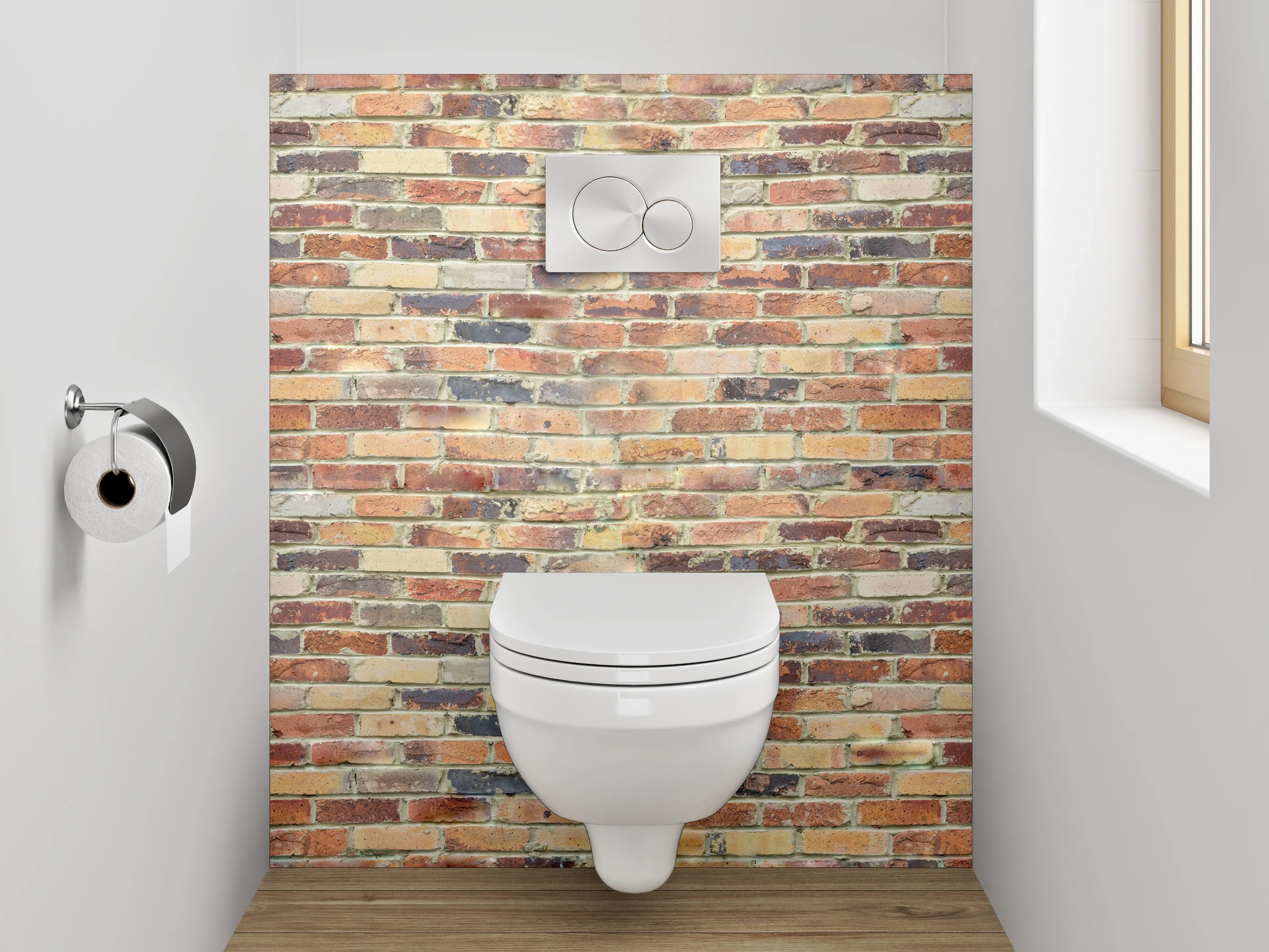 WC-Rückwand - Backstein Wand Optik Rotbraun