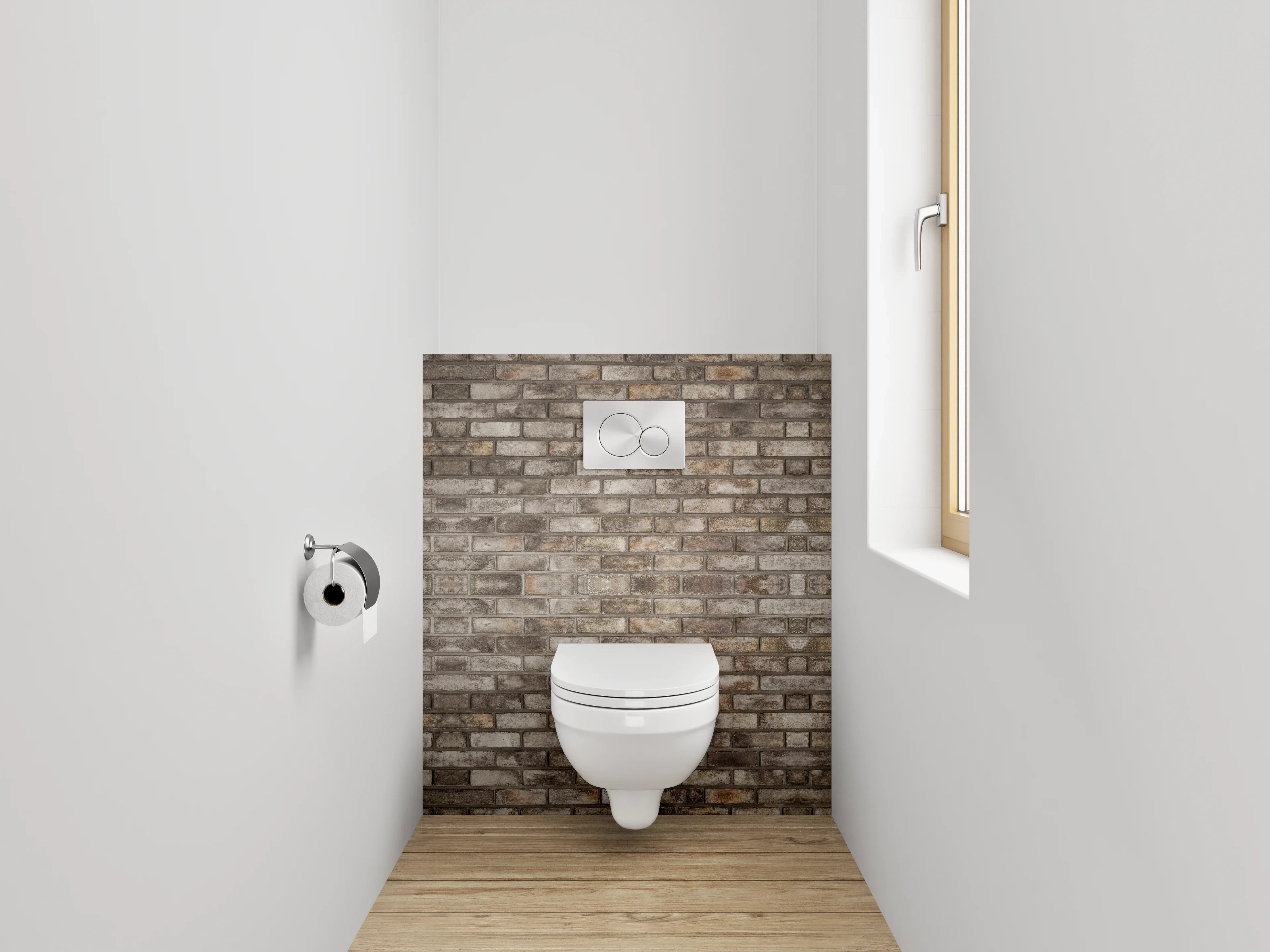 WC-Rückwand - Backsteinmauer Fliesen-Optik Braun Grau