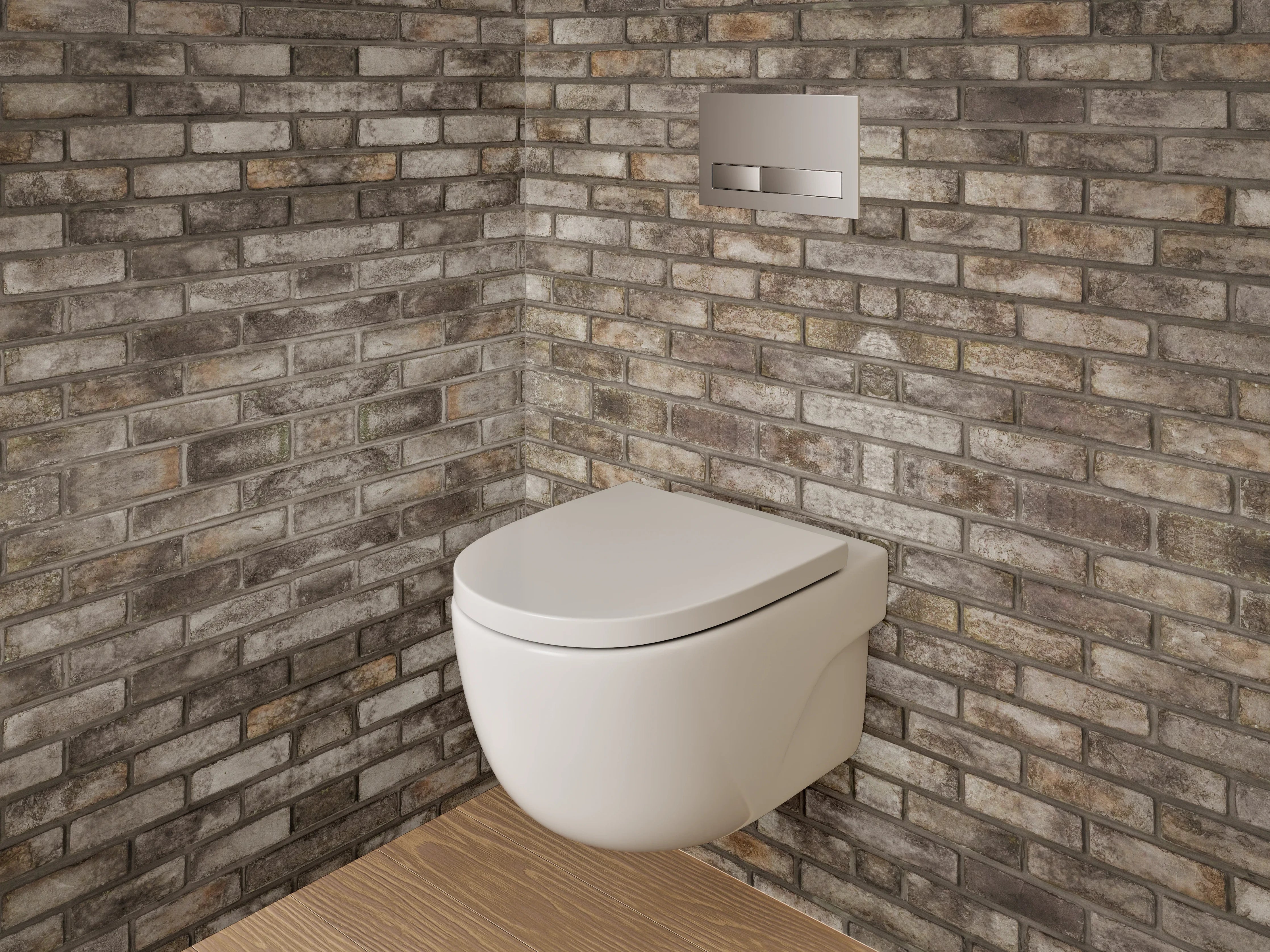 WC-Rückwand - Backsteinmauer Fliesen-Optik Braun Grau