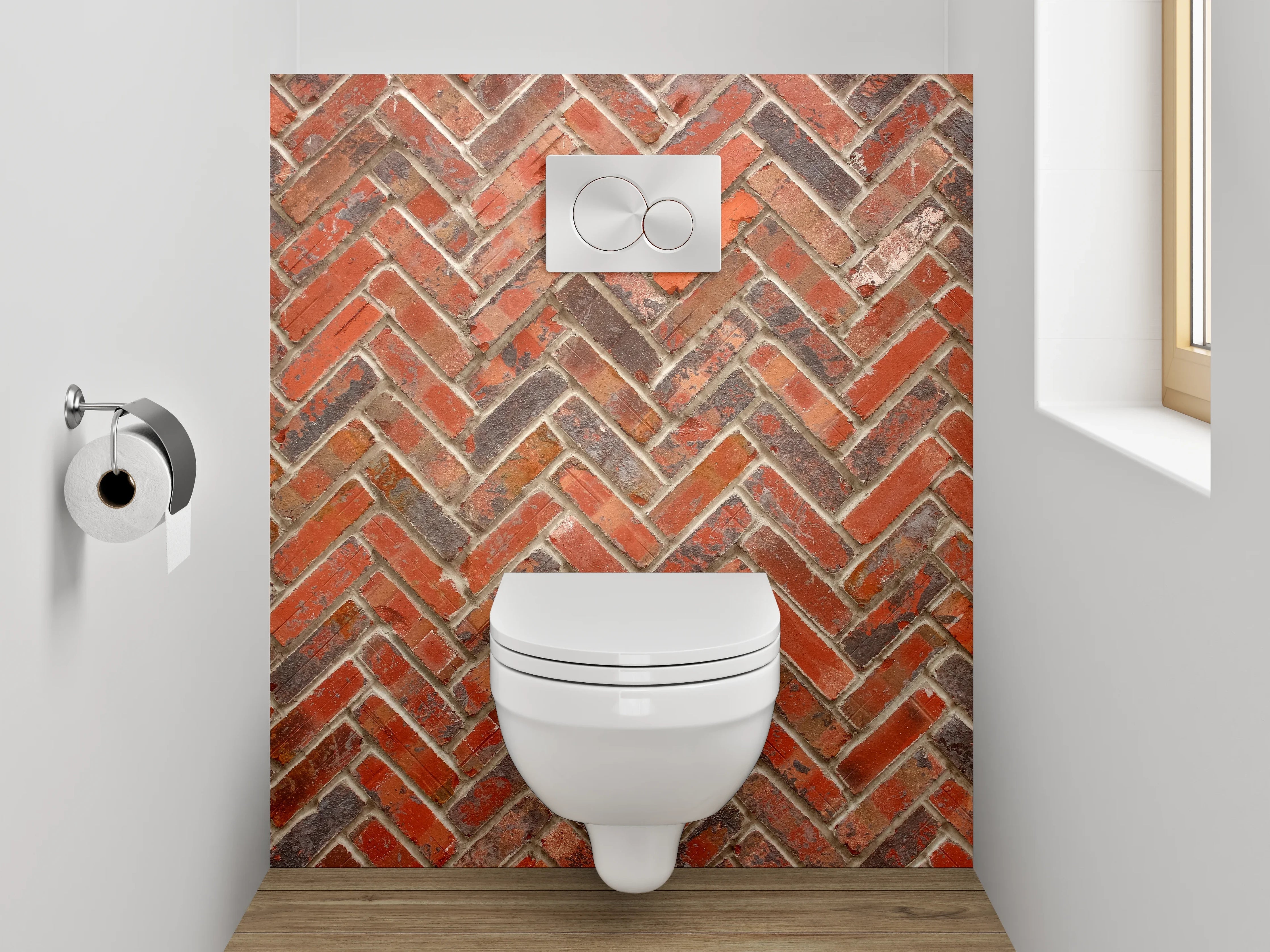 WC-Rückwand - Backsteinmuster Fliesen Wanddekor