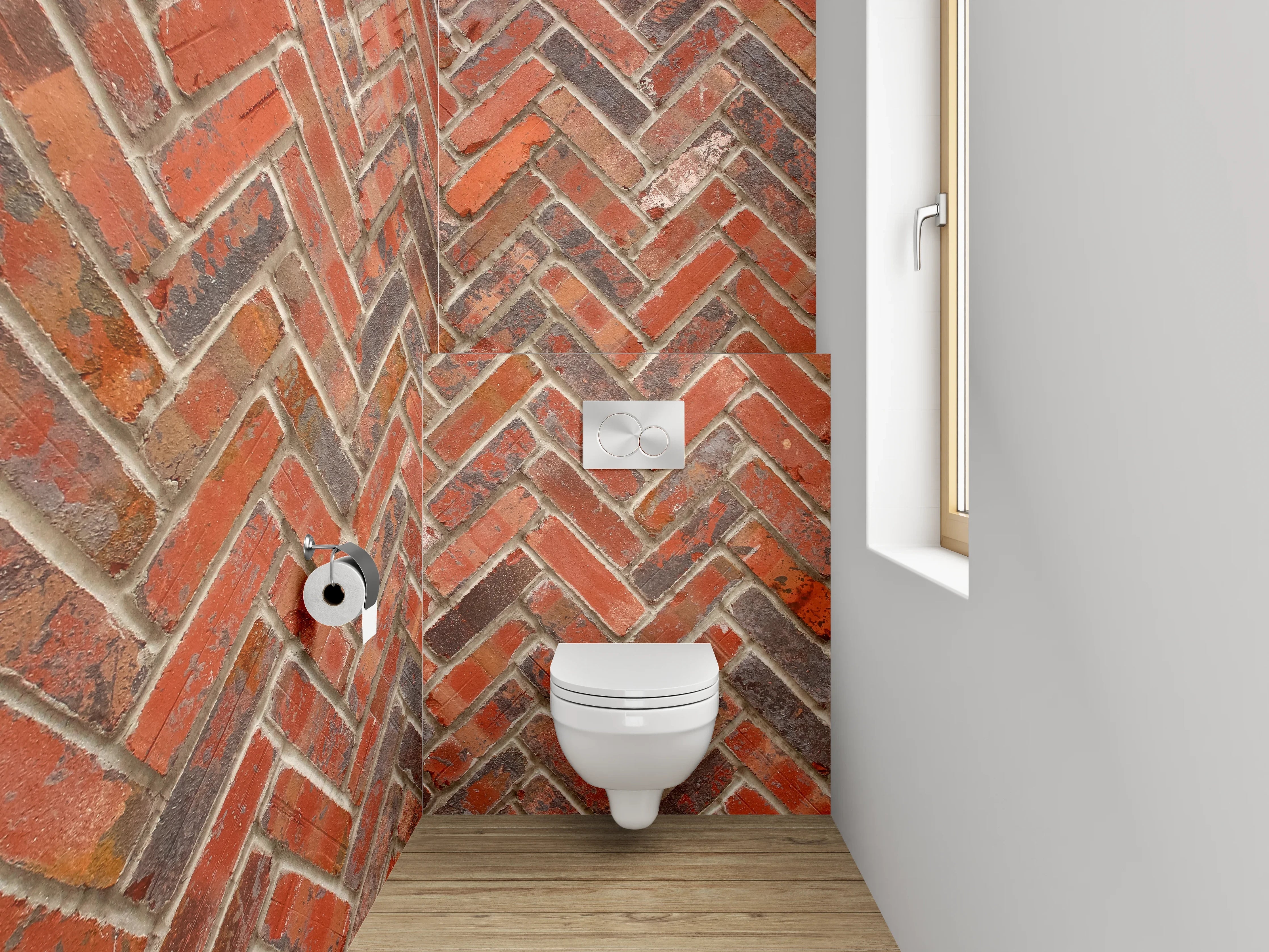 WC-Rückwand - Backsteinmuster Fliesen Wanddekor