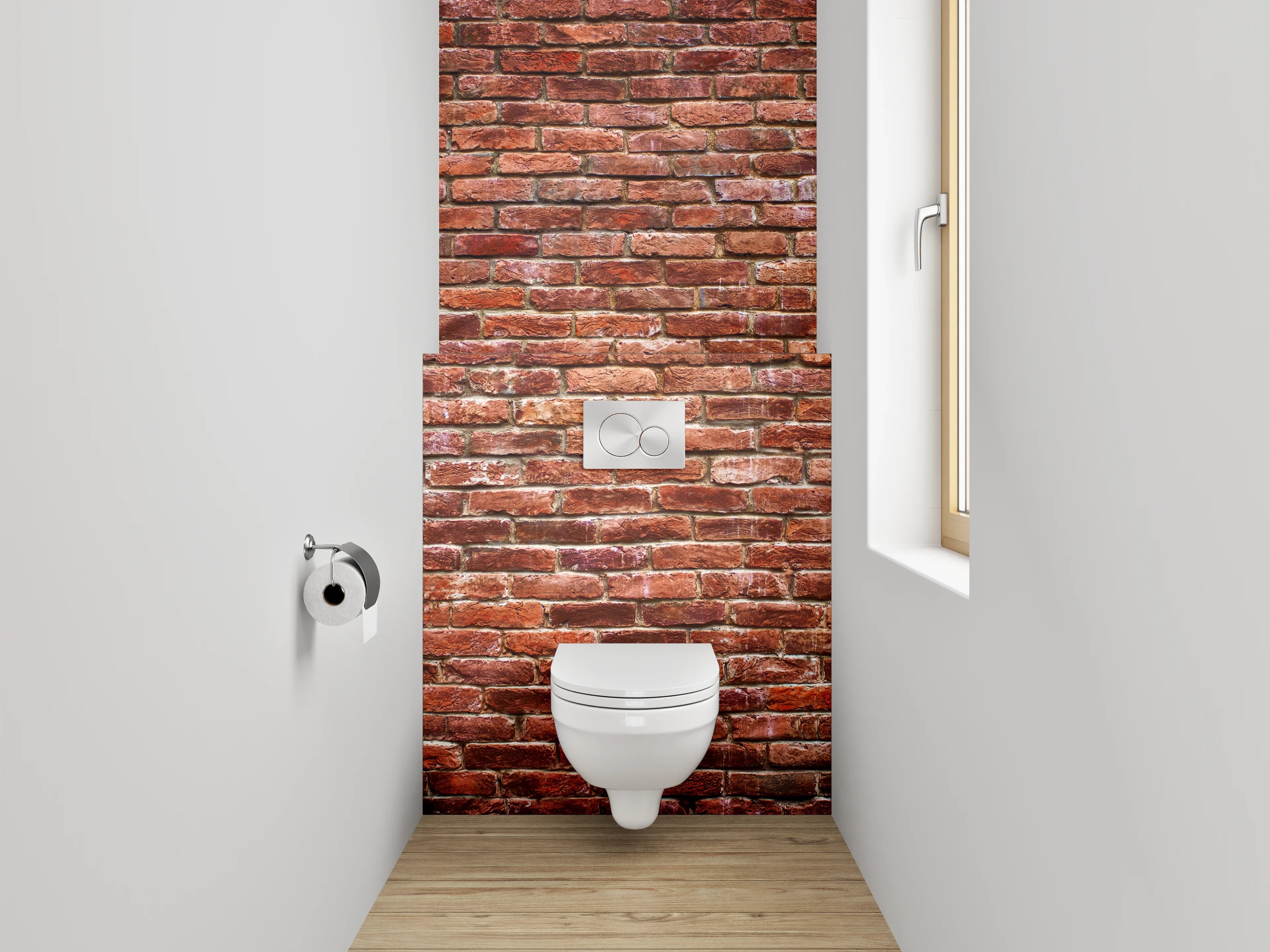 WC-Rückwand - Backsteinwand rotbraun rustikal
