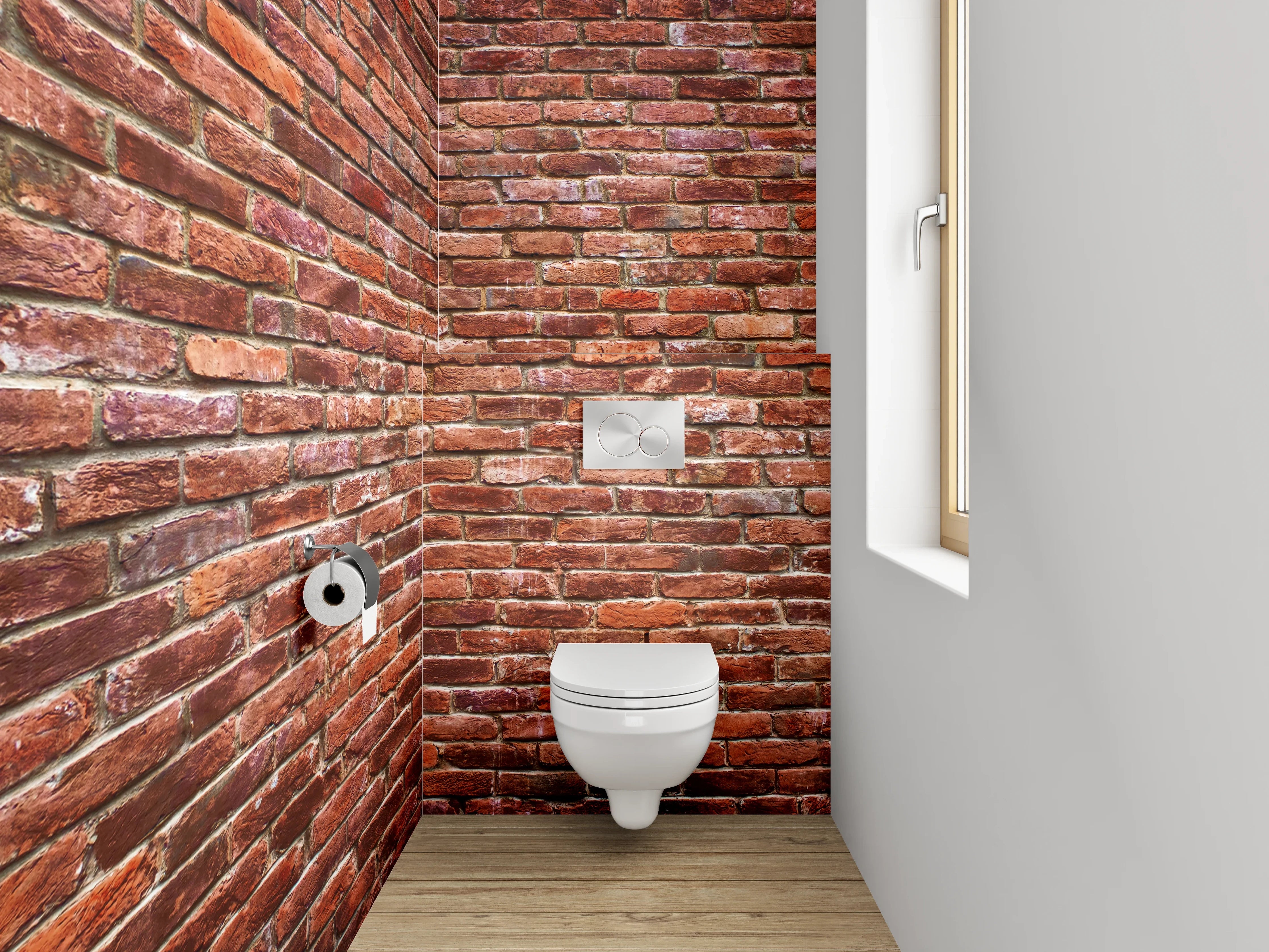 WC-Rückwand - Backsteinwand rotbraun rustikal