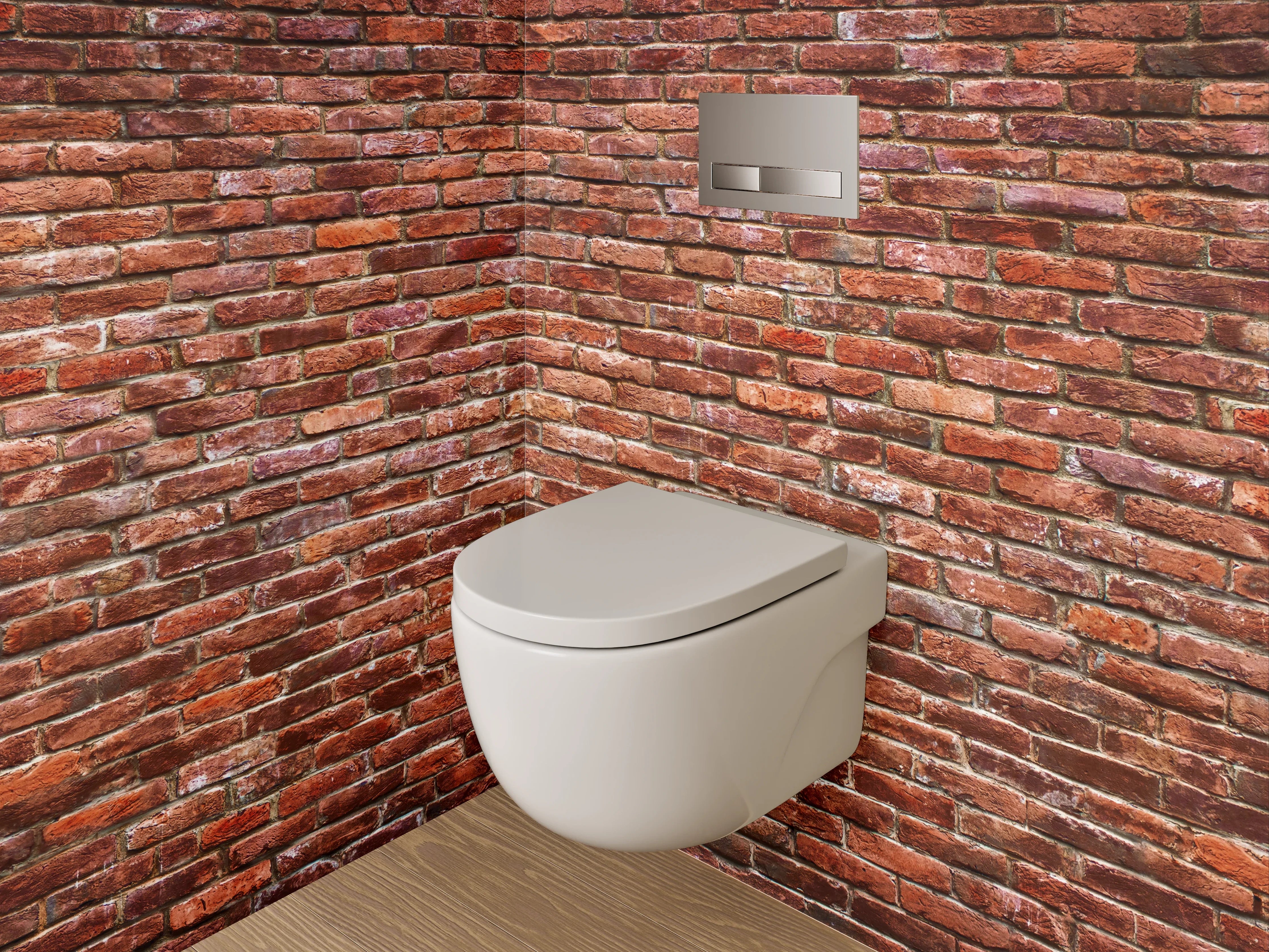 WC-Rückwand - Backsteinwand rotbraun rustikal
