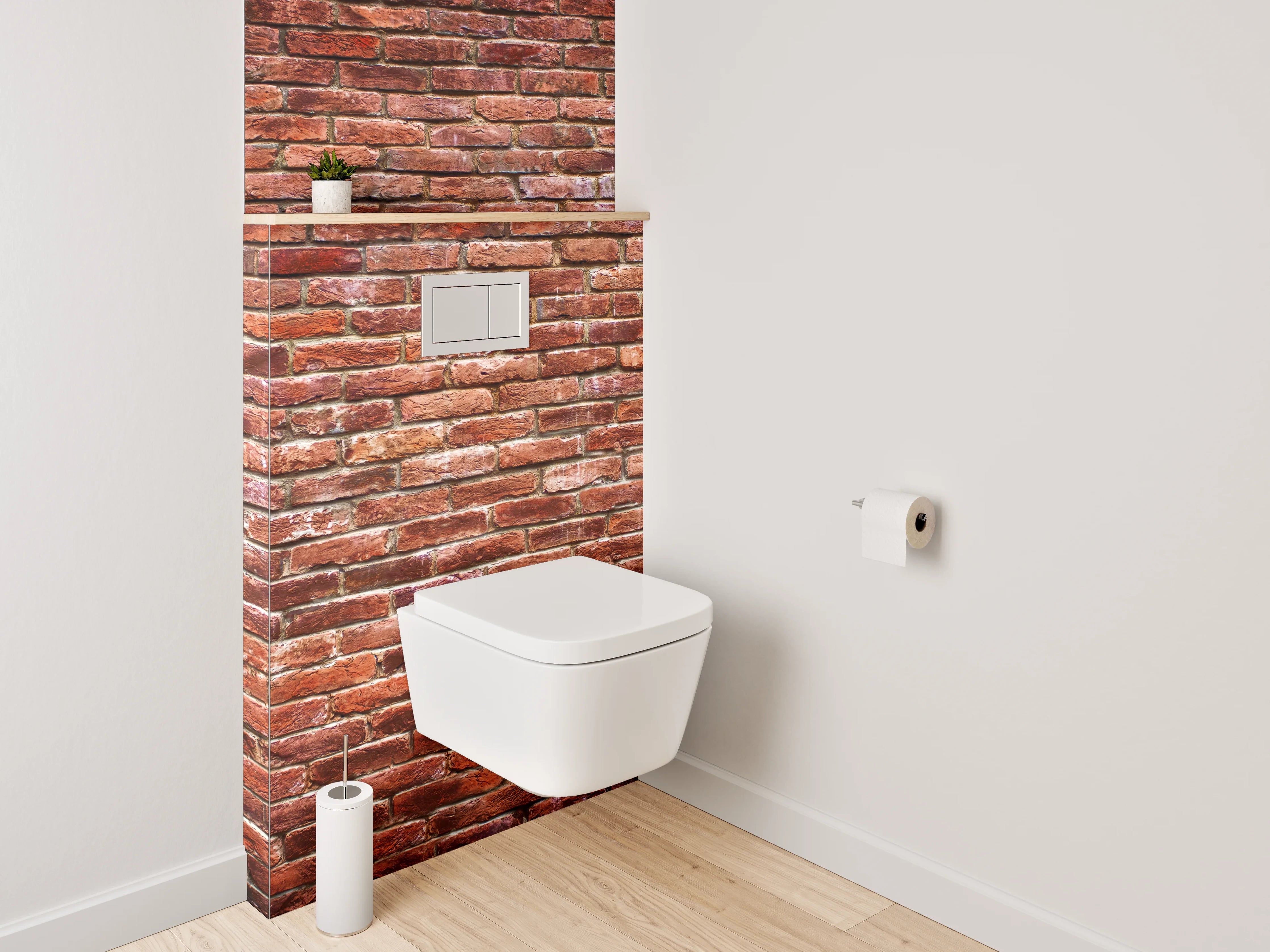 WC-Rückwand - Backsteinwand rotbraun rustikal