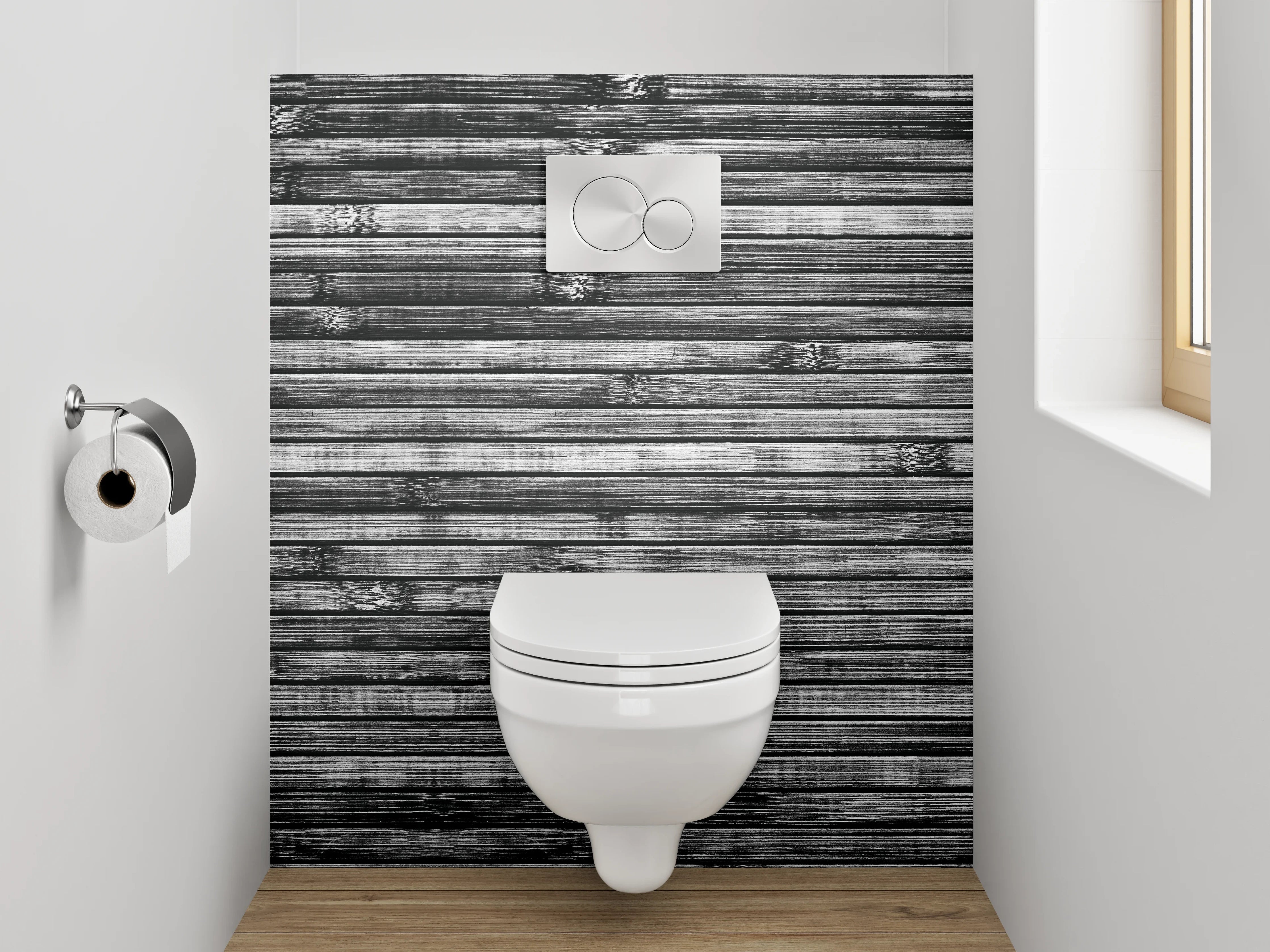 WC-Rückwand - Bambus Holz Effekt Schwarz-Weiß