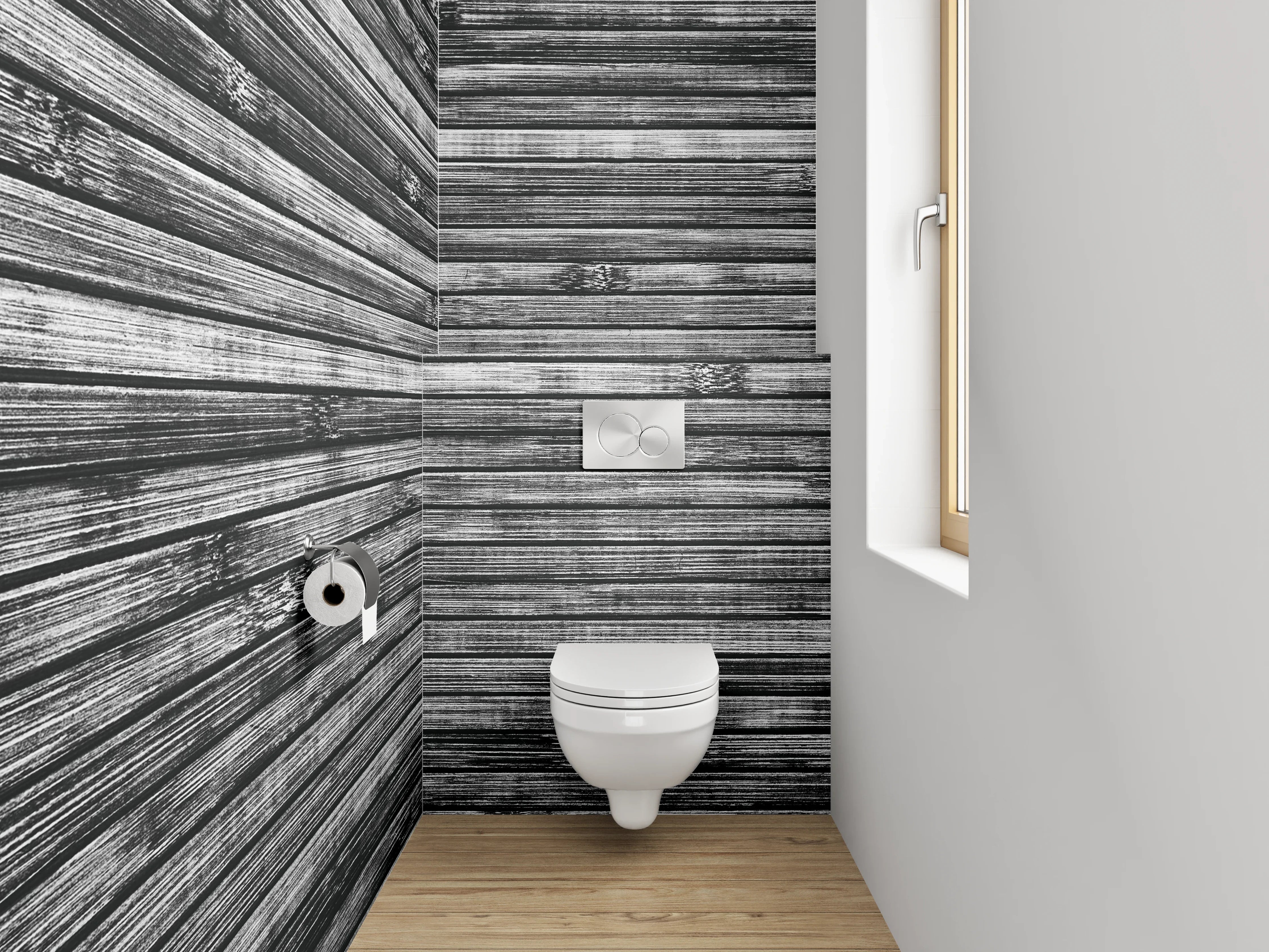 WC-Rückwand - Bambus Holz Effekt Schwarz-Weiß