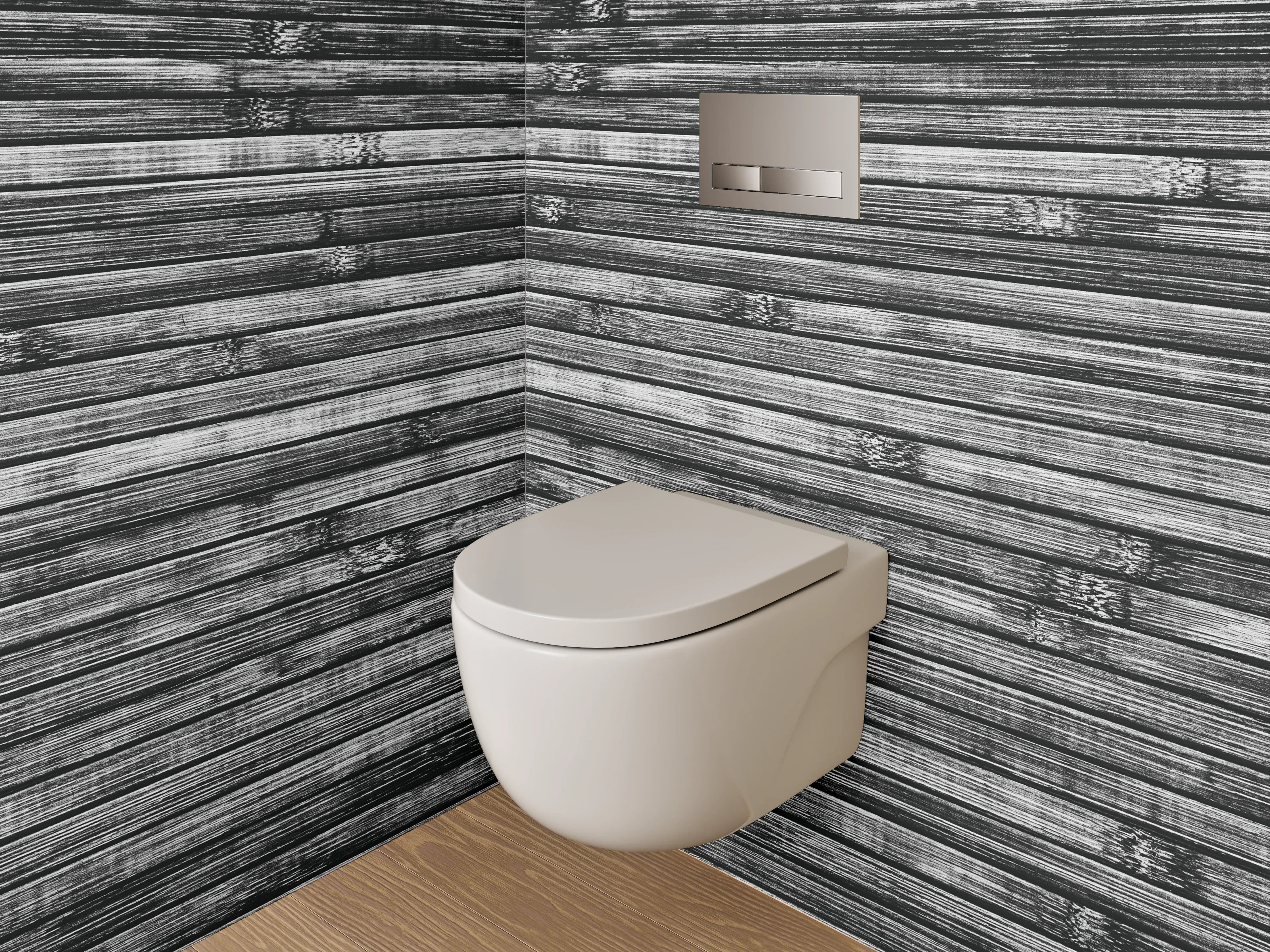 WC-Rückwand - Bambus Holz Effekt Schwarz-Weiß