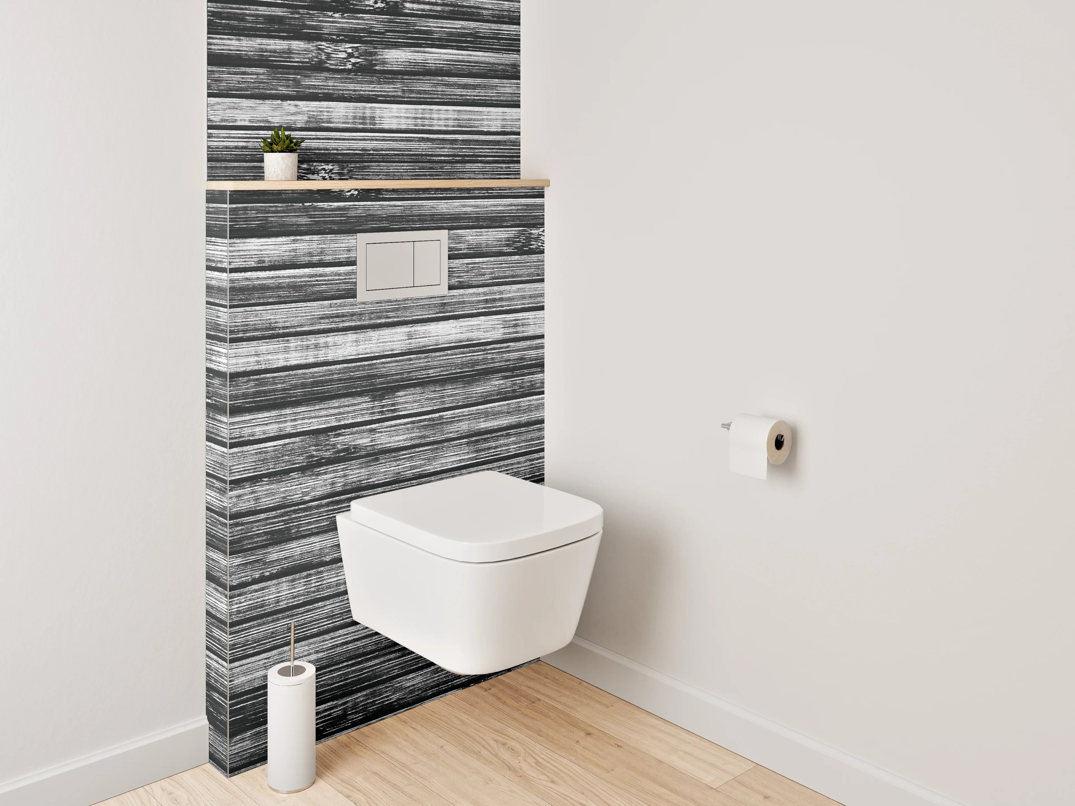 WC-Rückwand - Bambus Holz Effekt Schwarz-Weiß