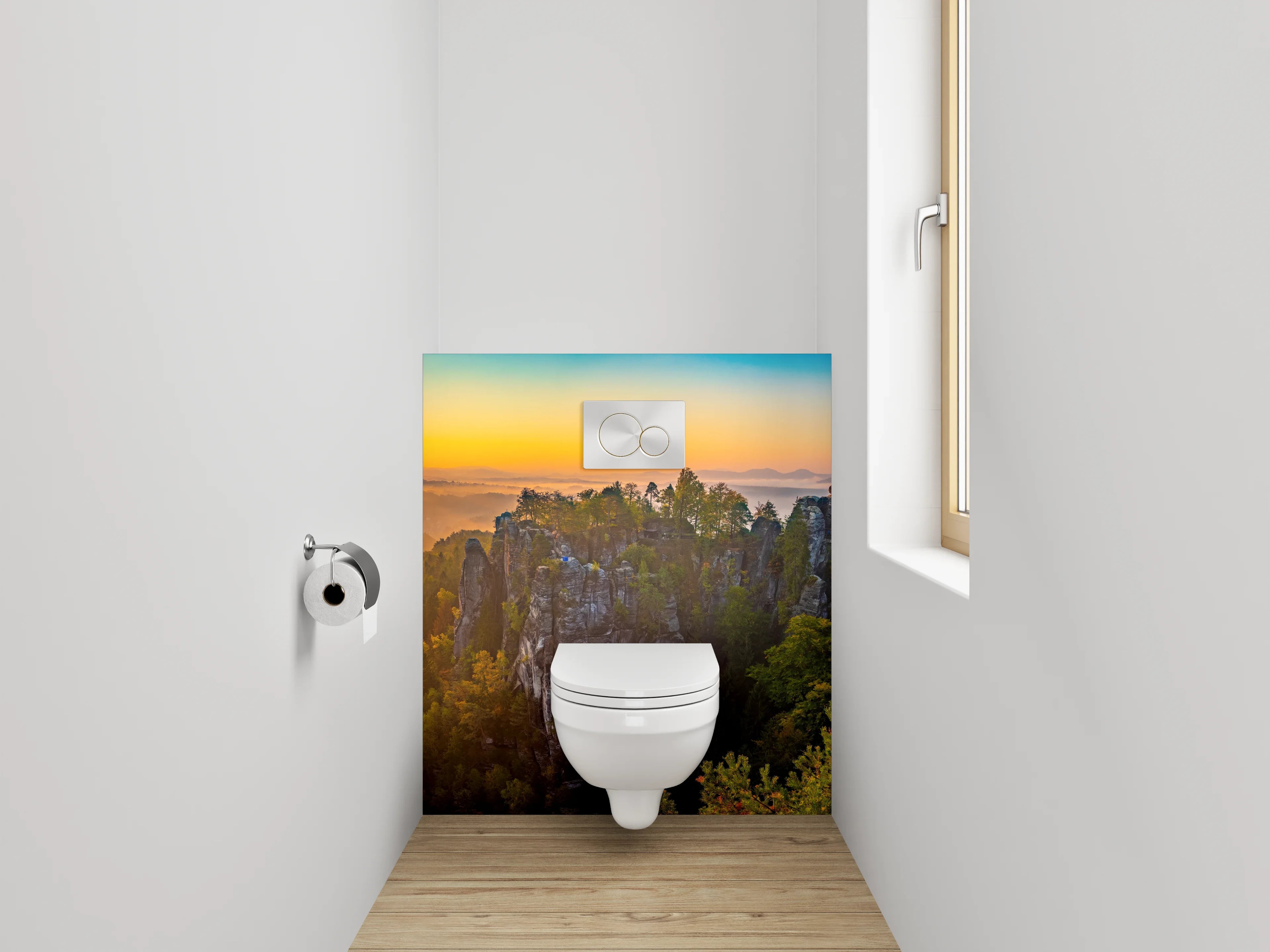 WC-Rückwand - Basteibrücke Sonnenaufgang Panorama