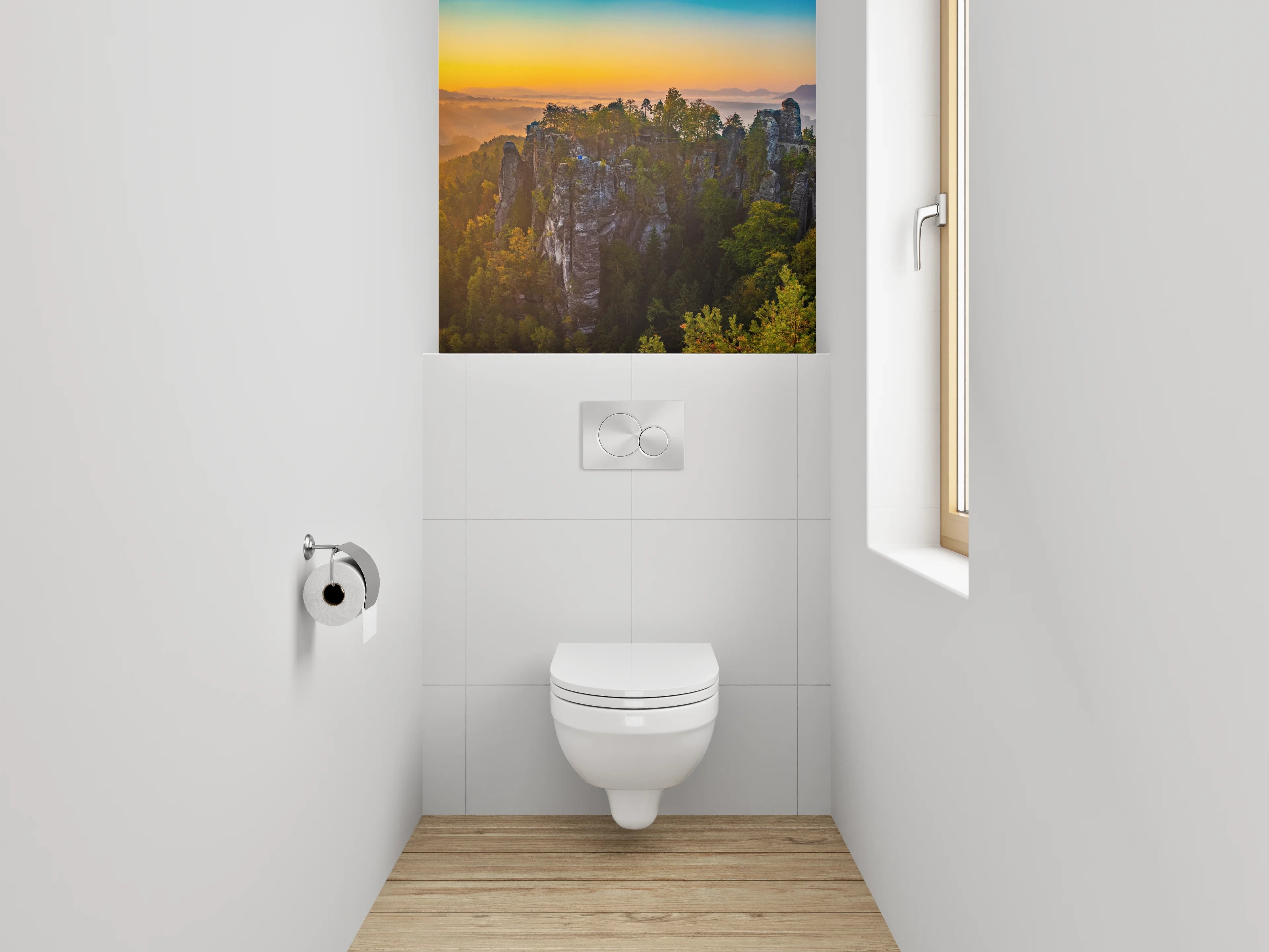 WC-Rückwand - Basteibrücke Sonnenaufgang Panorama