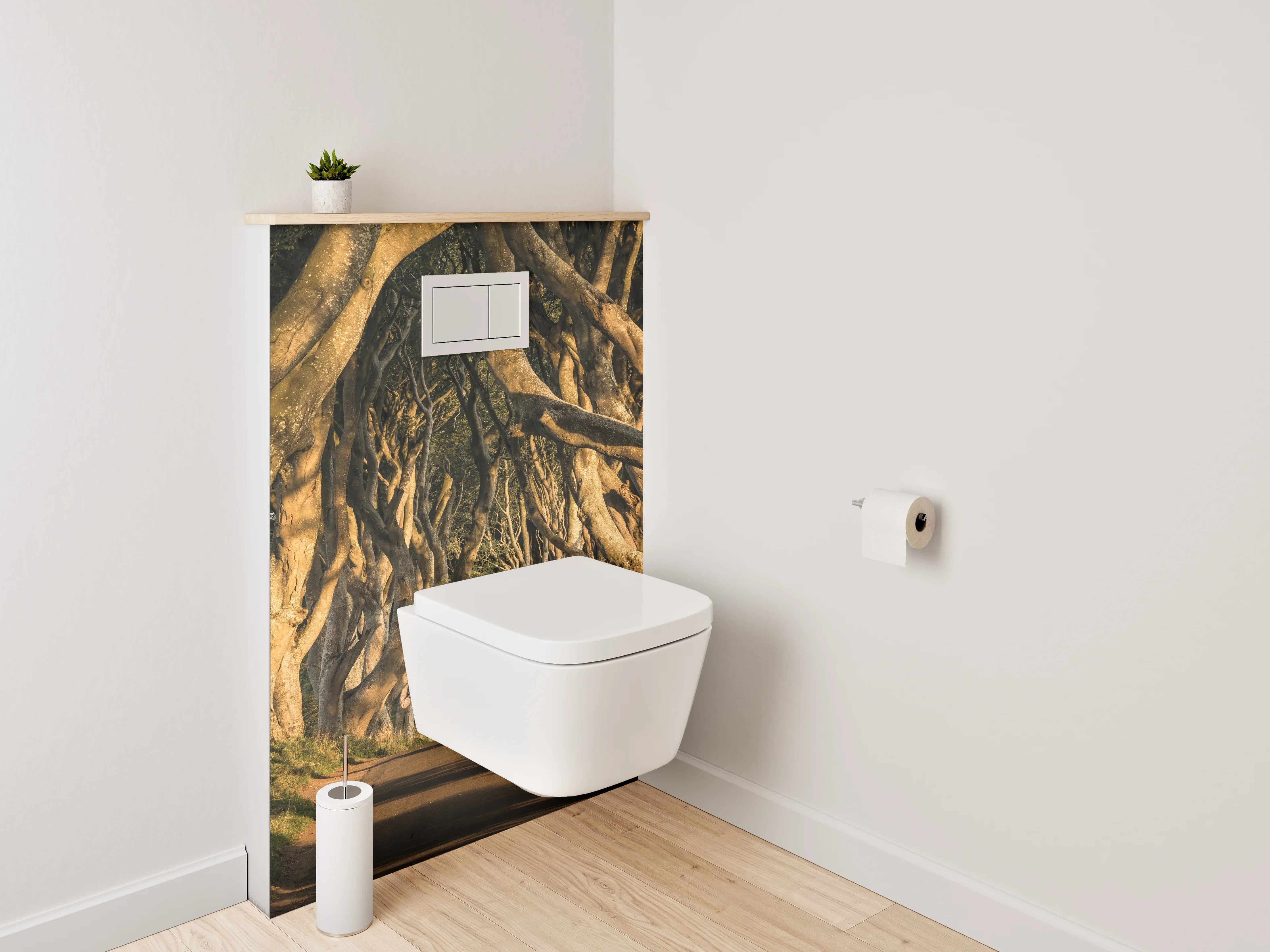 WC-Rückwand - Baumallee im Sonnenlicht