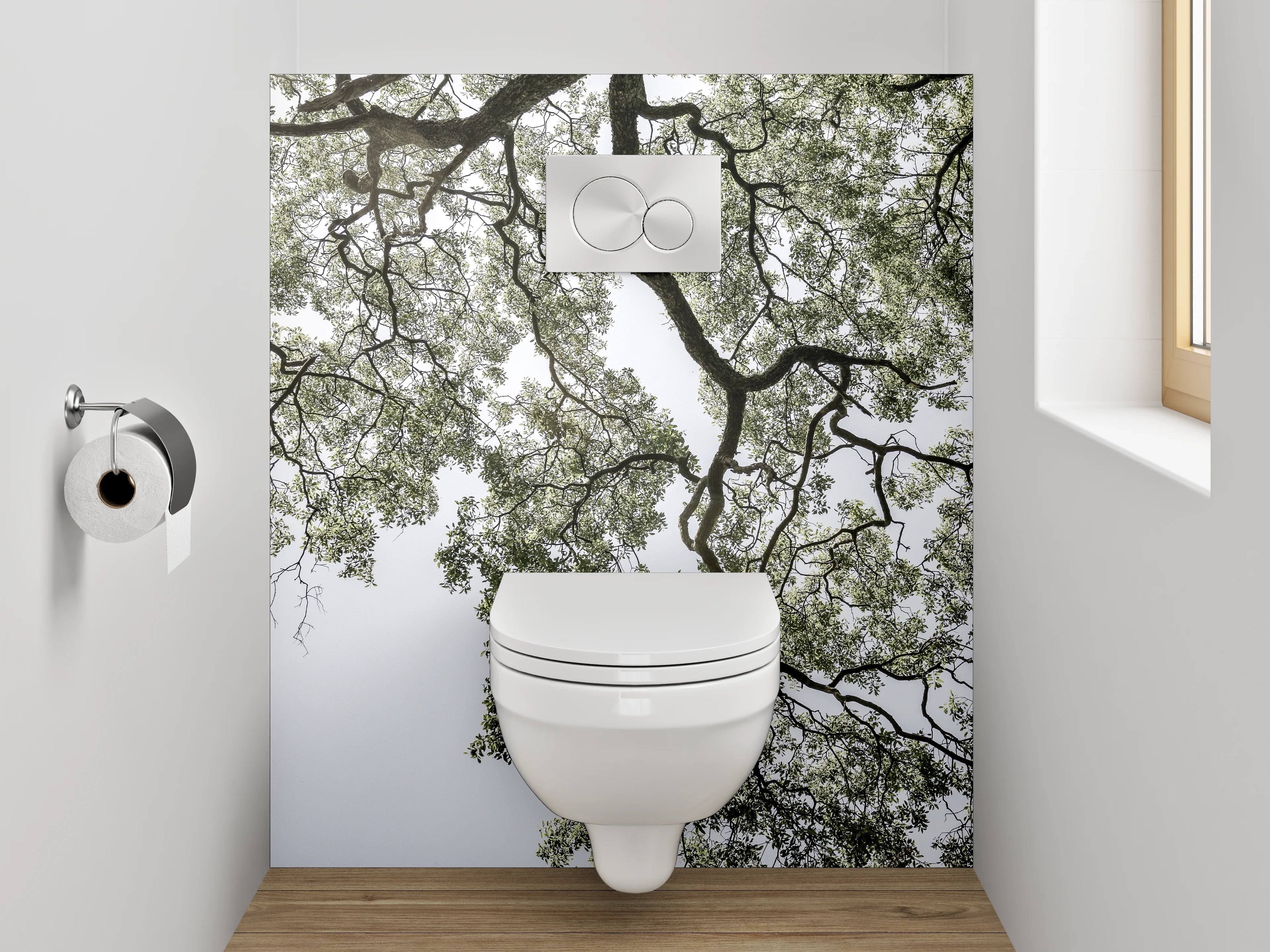 WC-Rückwand - Baumkrone mit feinen Ästen