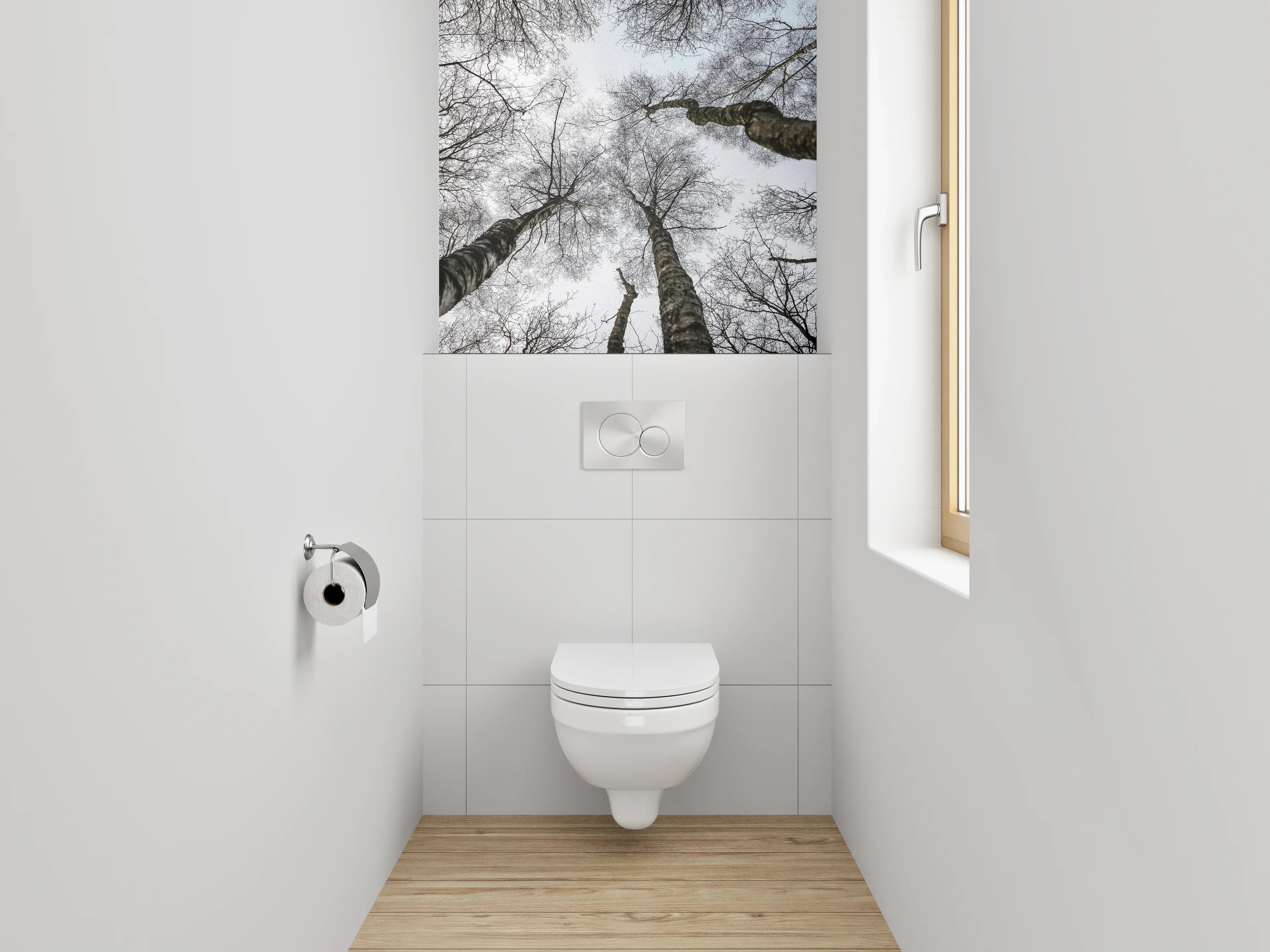 WC-Rückwand - Baumkronen Schwarz-Weiß Fotografie
