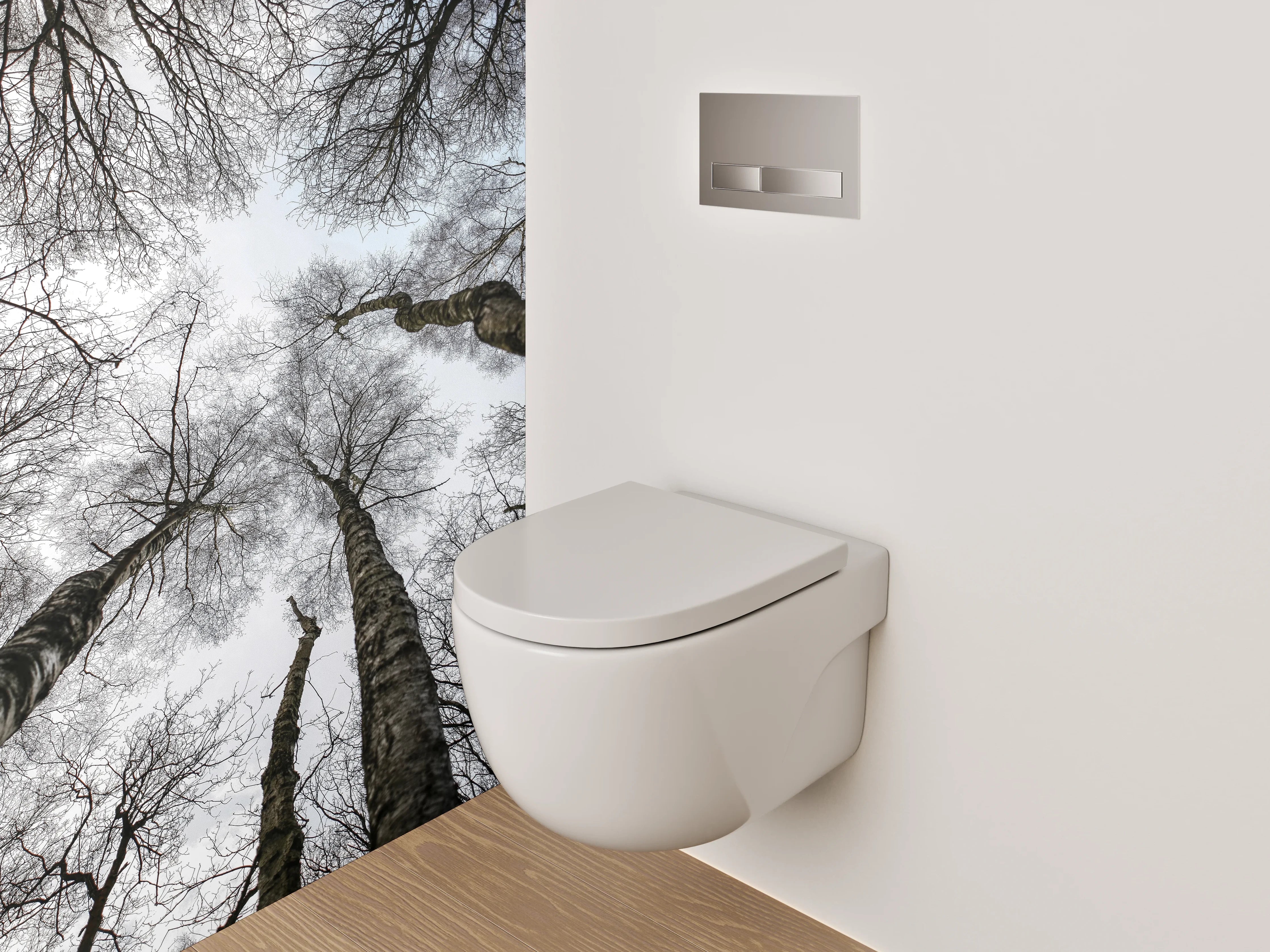 WC-Rückwand - Baumkronen Schwarz-Weiß Fotografie