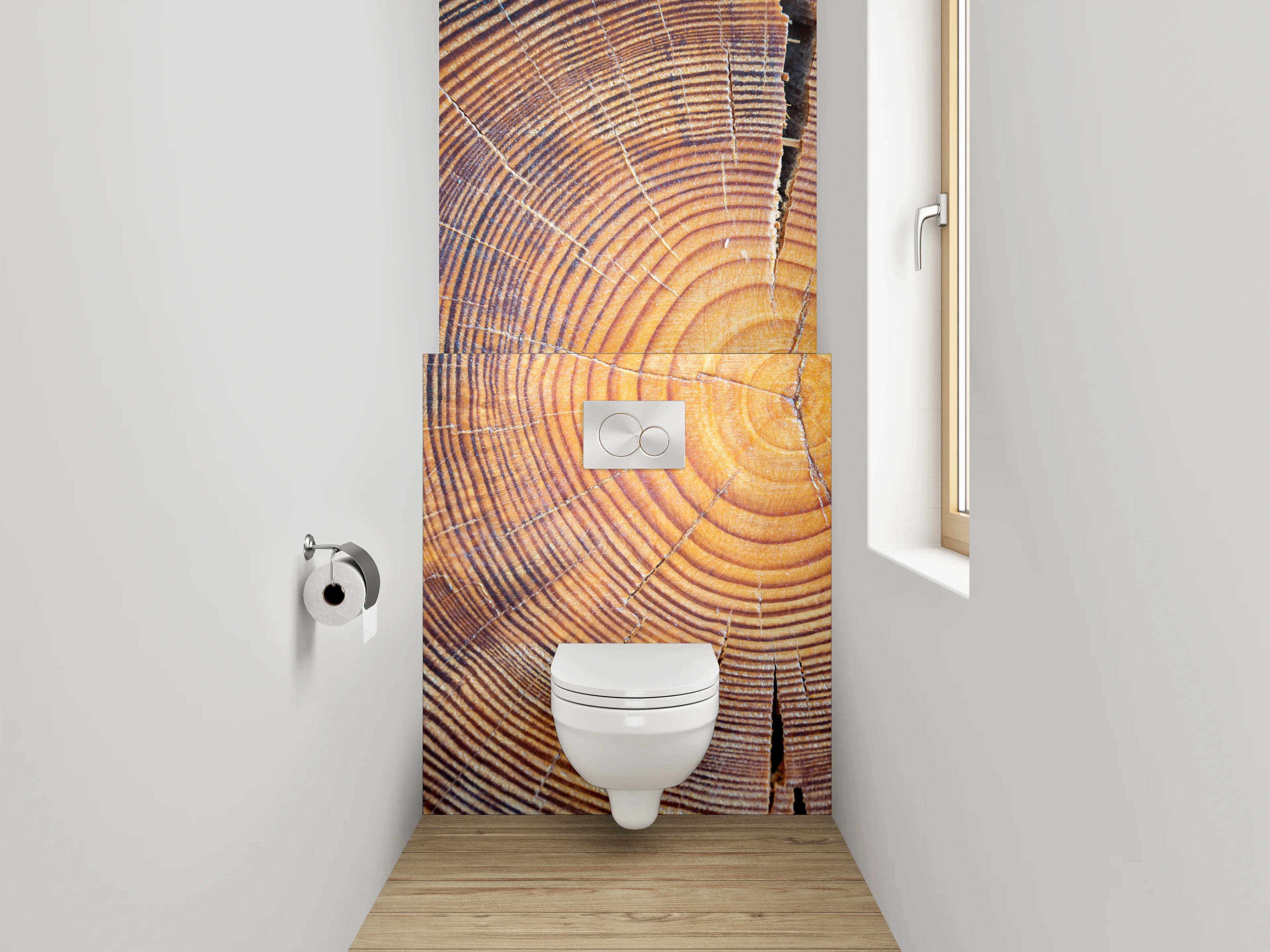 WC-Rückwand - Baumringe Natur Holzstruktur Muster