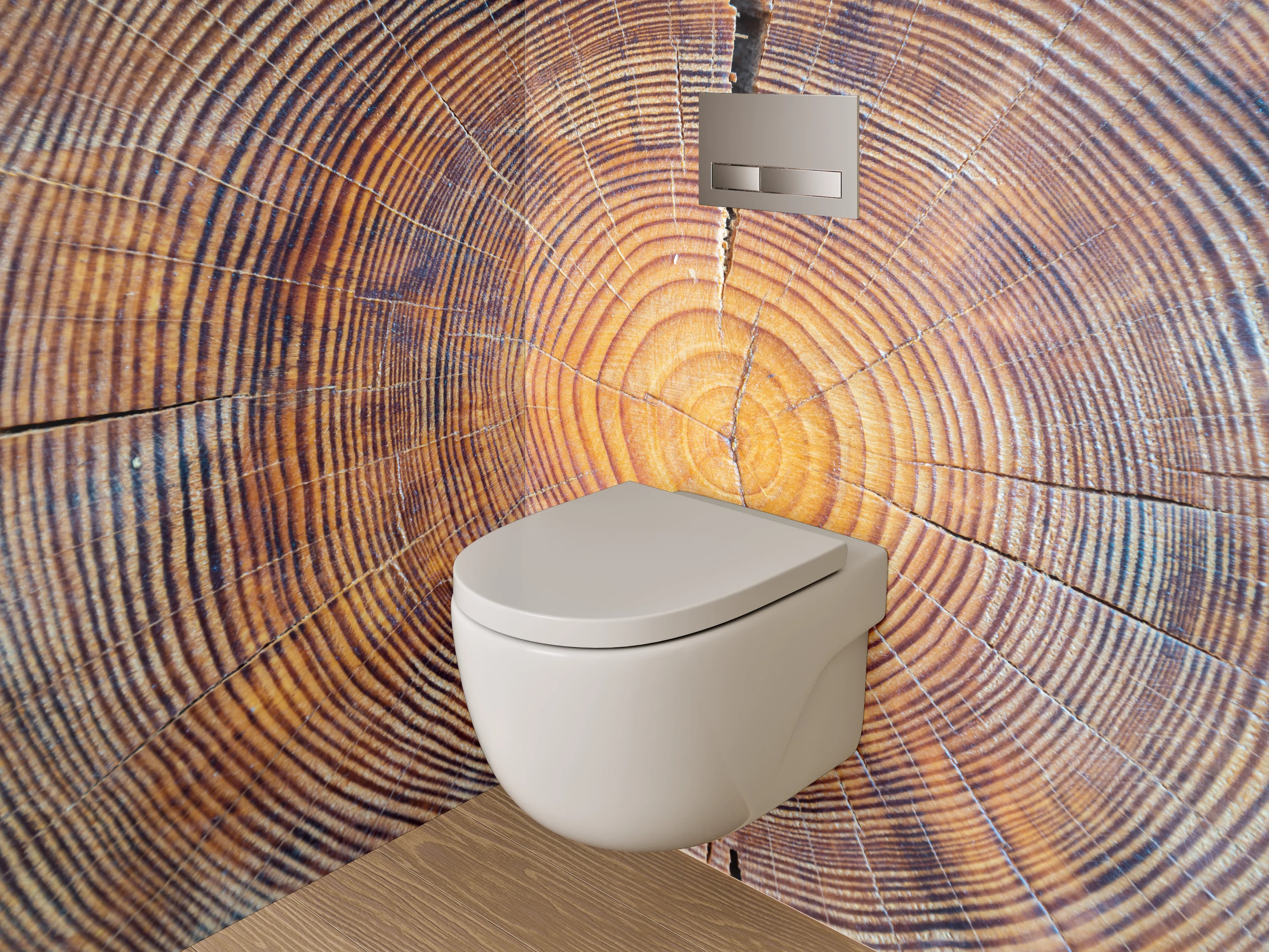 WC-Rückwand - Baumringe Natur Holzstruktur Muster