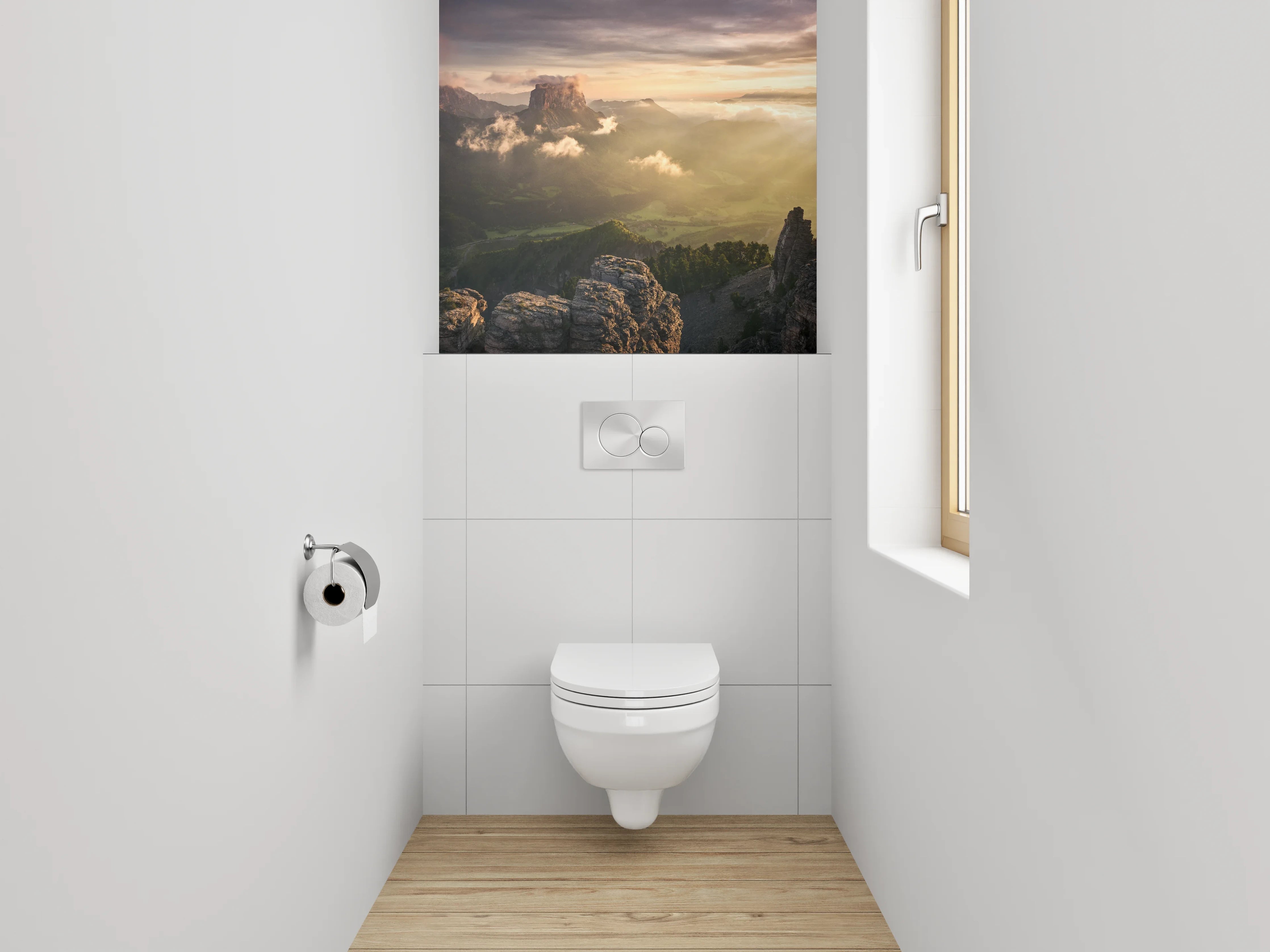 WC-Rückwand - Beeindruckende Berglandschaft Sonnenuntergang