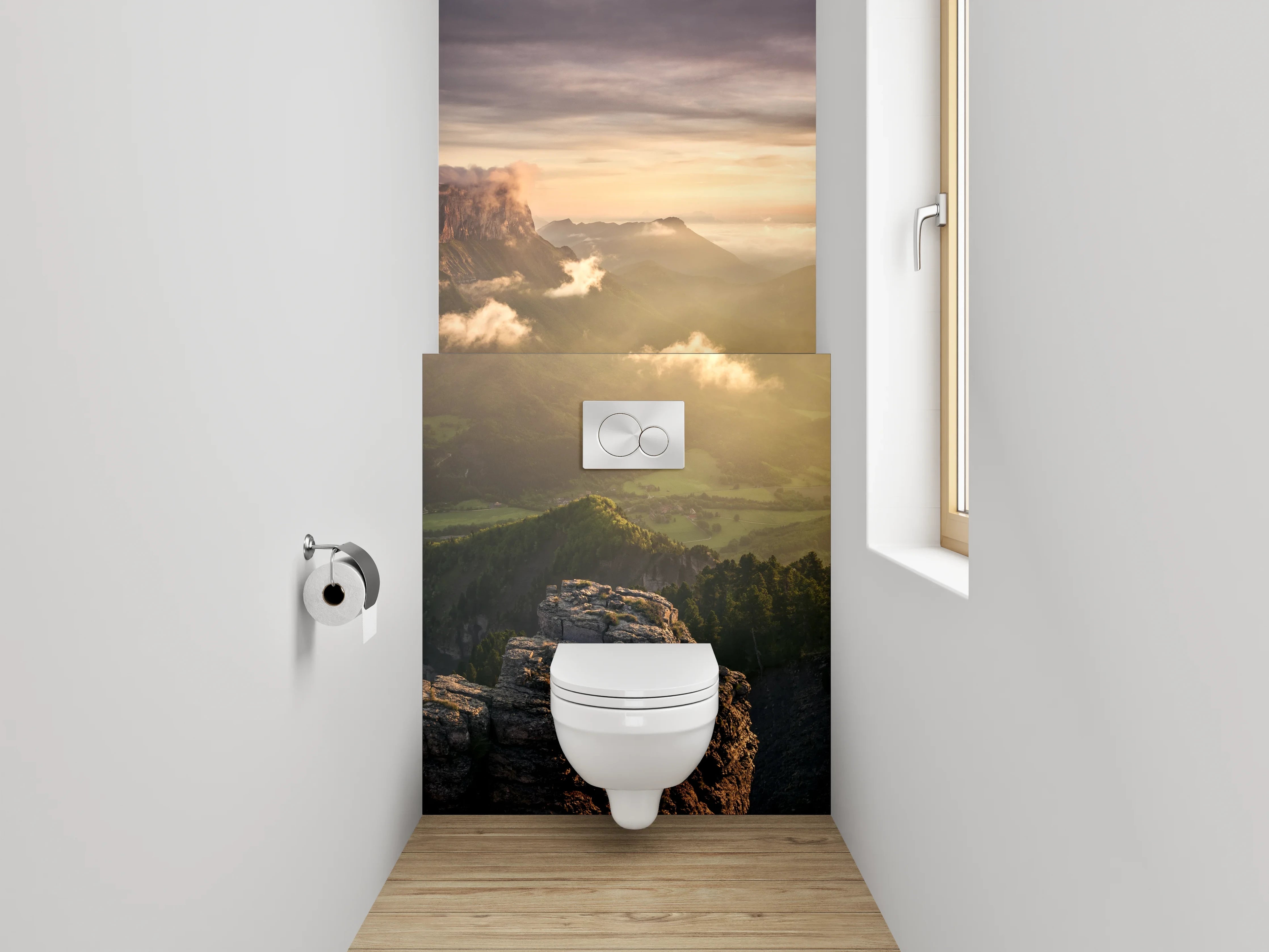 WC-Rückwand - Beeindruckende Berglandschaft Sonnenuntergang
