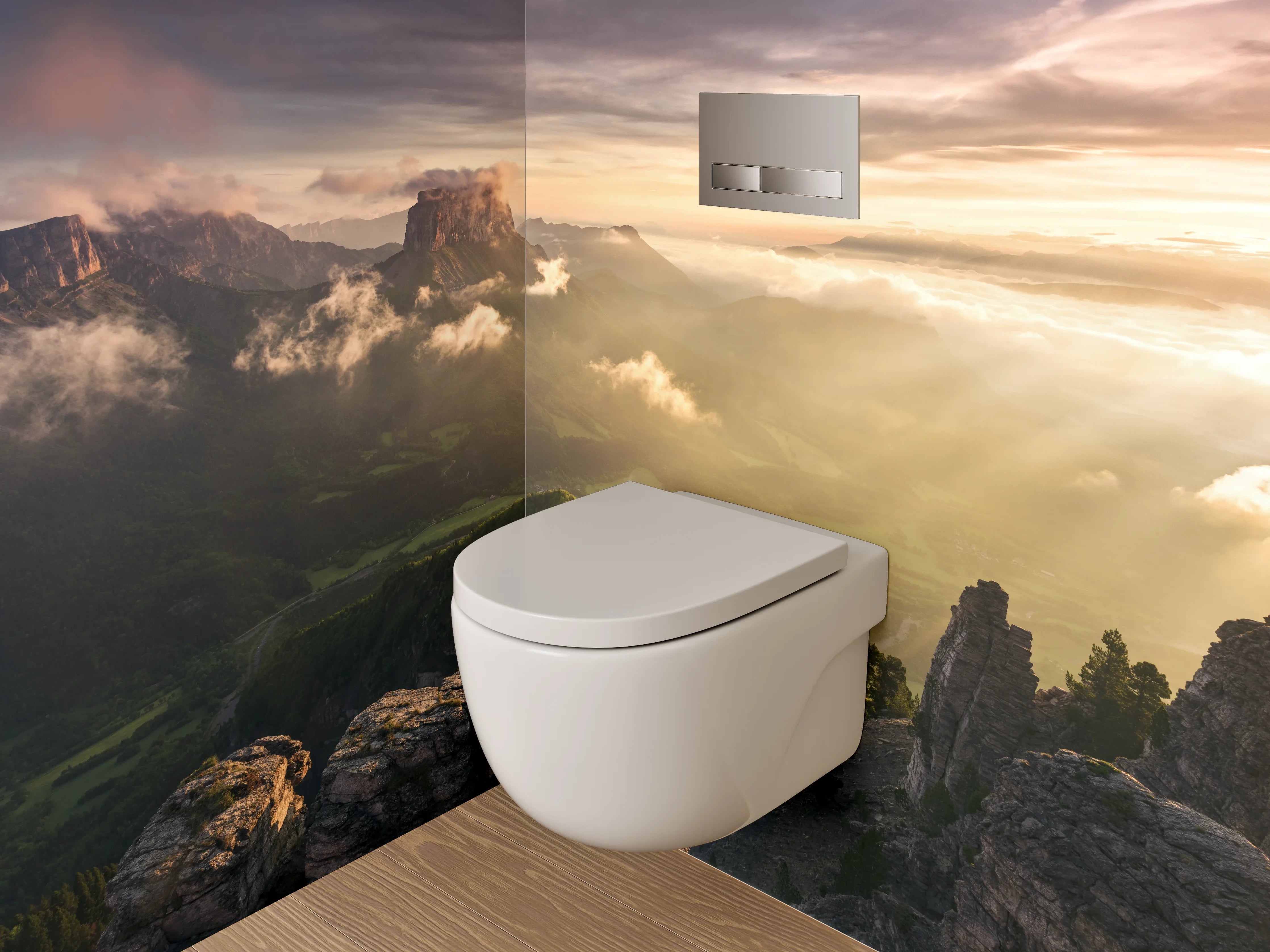 WC-Rückwand - Beeindruckende Berglandschaft Sonnenuntergang