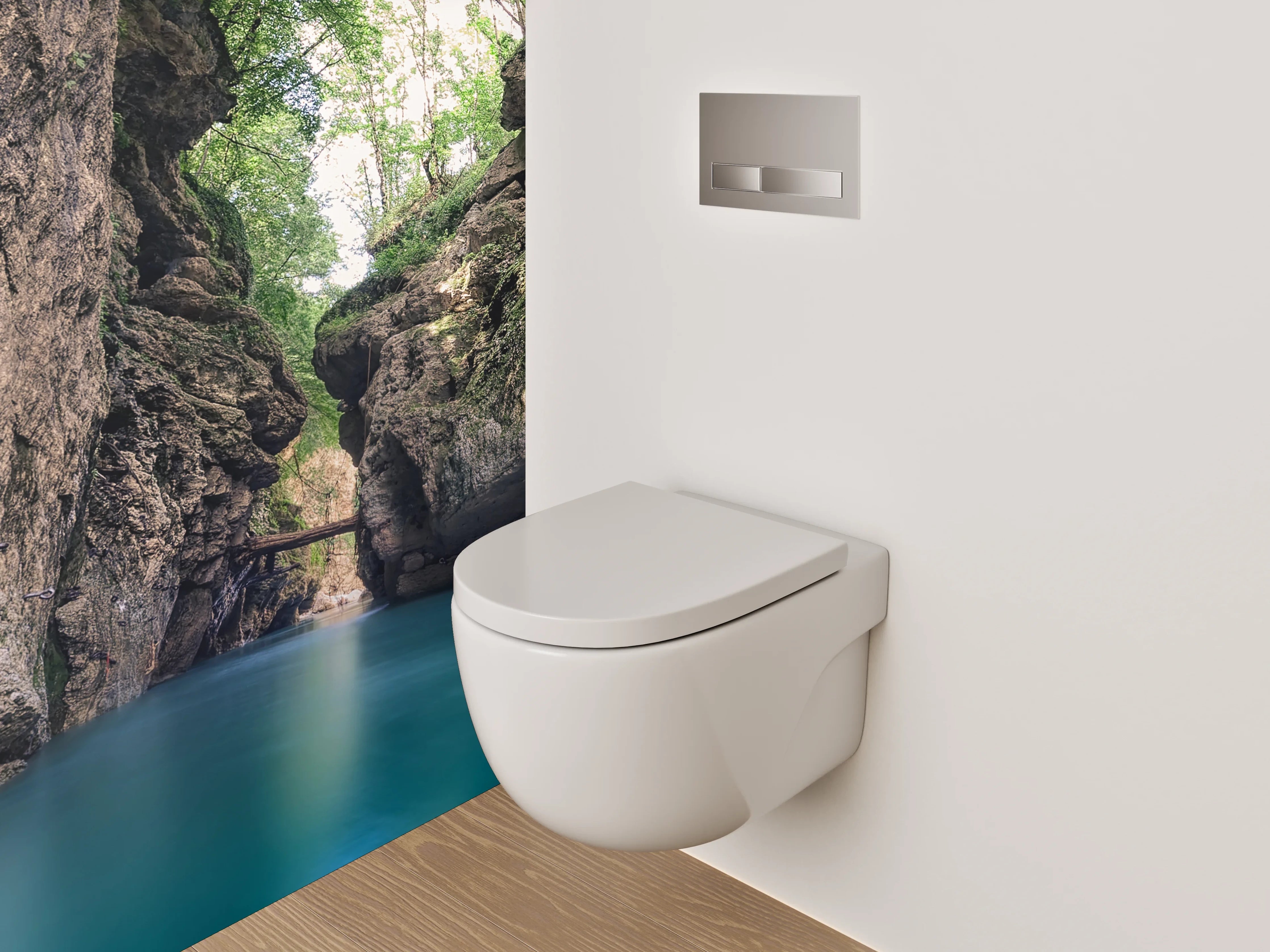 WC-Rückwand - Beeindruckende Felsenschlucht mit türkisblauem Fluss