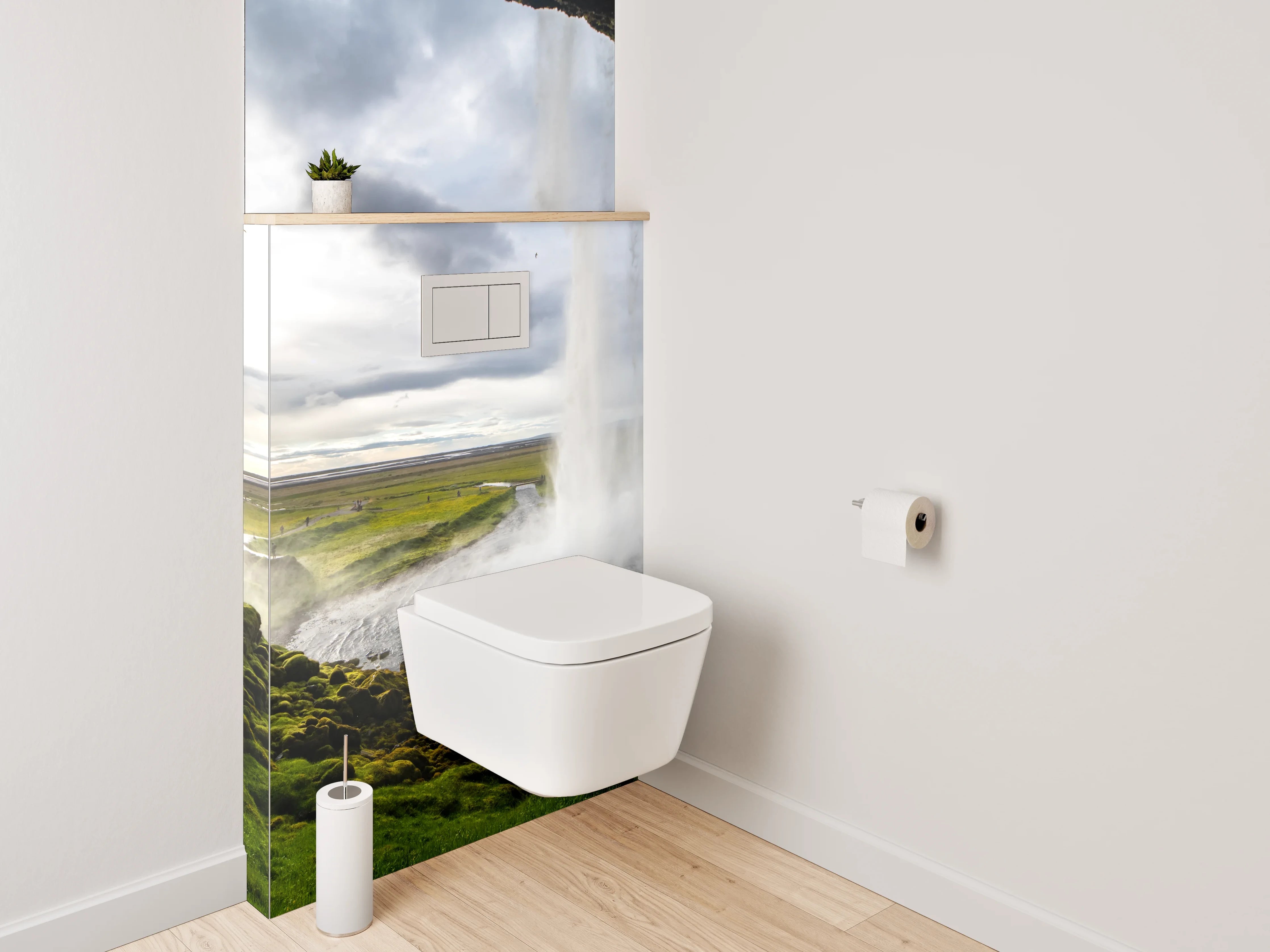 WC-Rückwand - Beeindruckender Wasserfall Island Naturpanorama