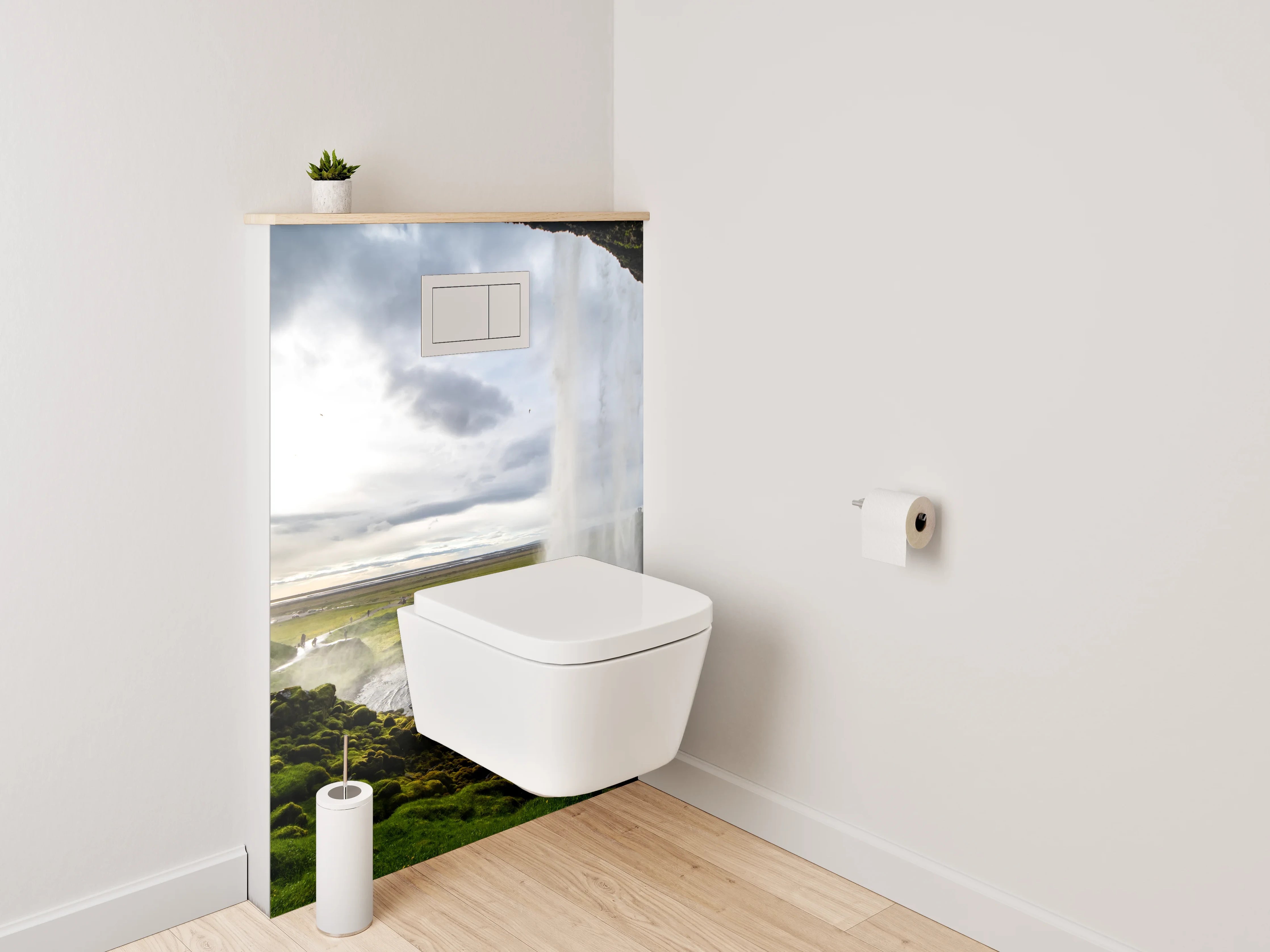 WC-Rückwand - Beeindruckender Wasserfall Island Naturpanorama