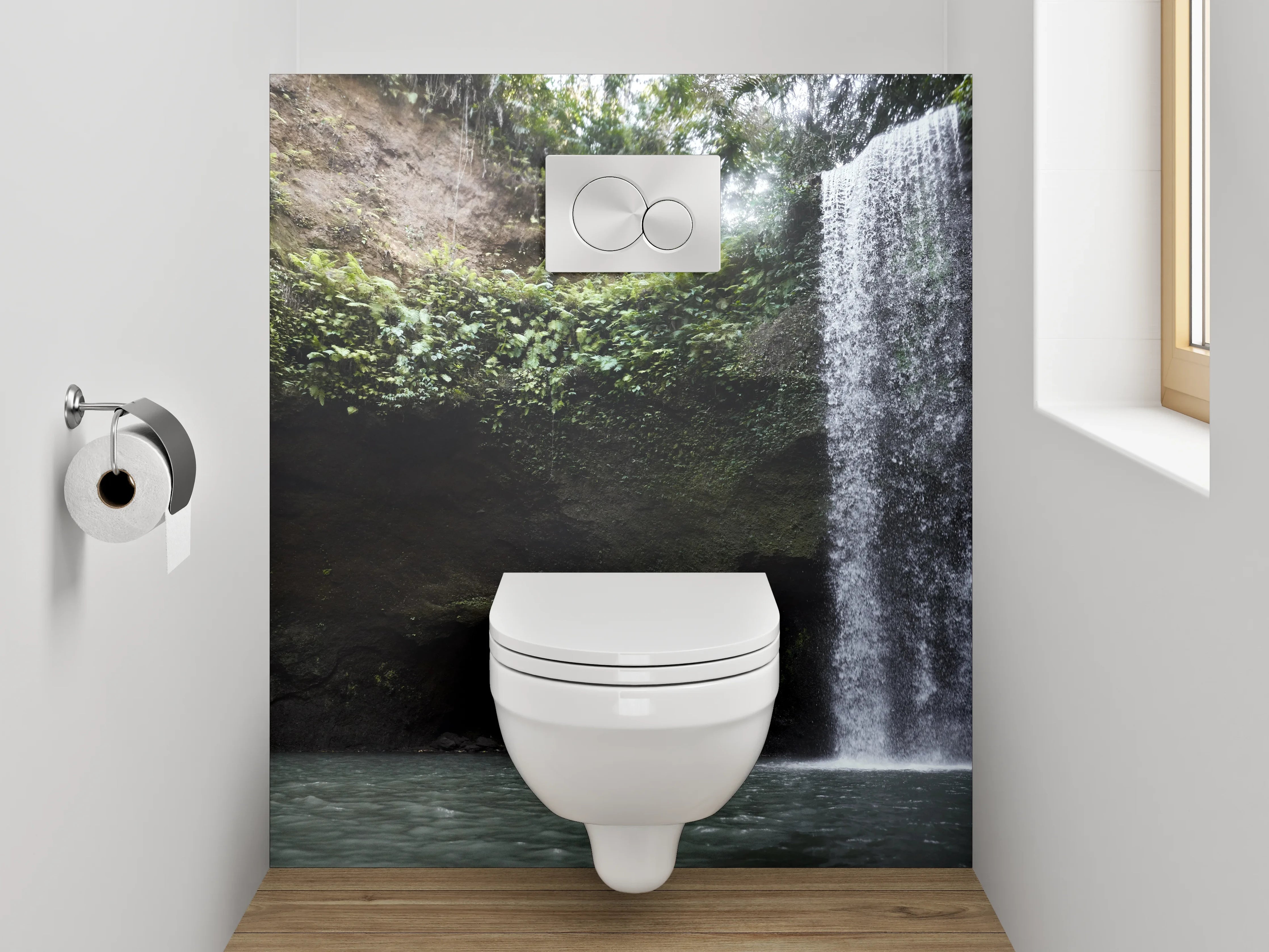 WC-Rückwand - Beeindruckender Wasserfall im Dschungel