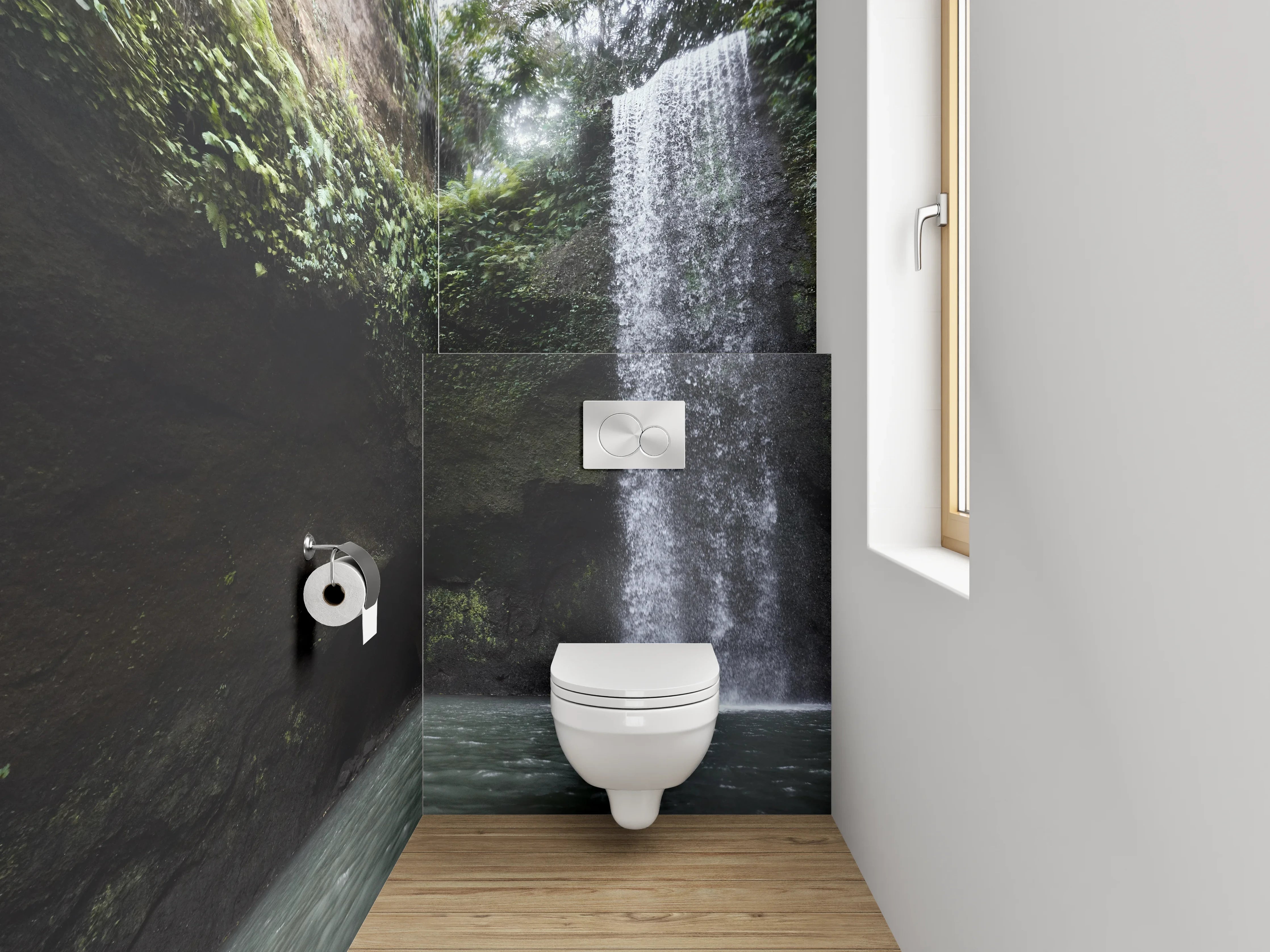 WC-Rückwand - Beeindruckender Wasserfall im Dschungel