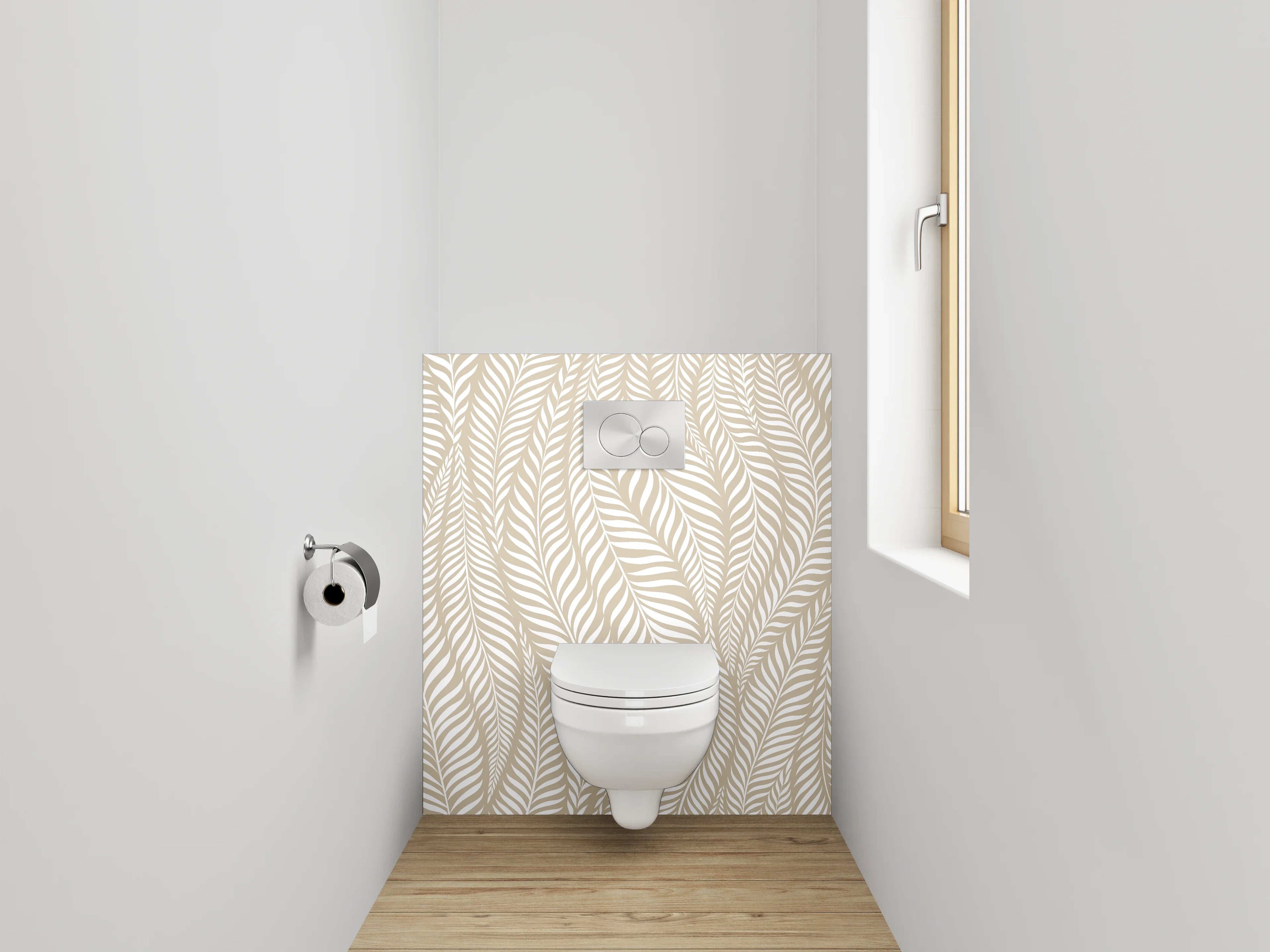WC-Rückwand - Beige Blätter Design Tapete