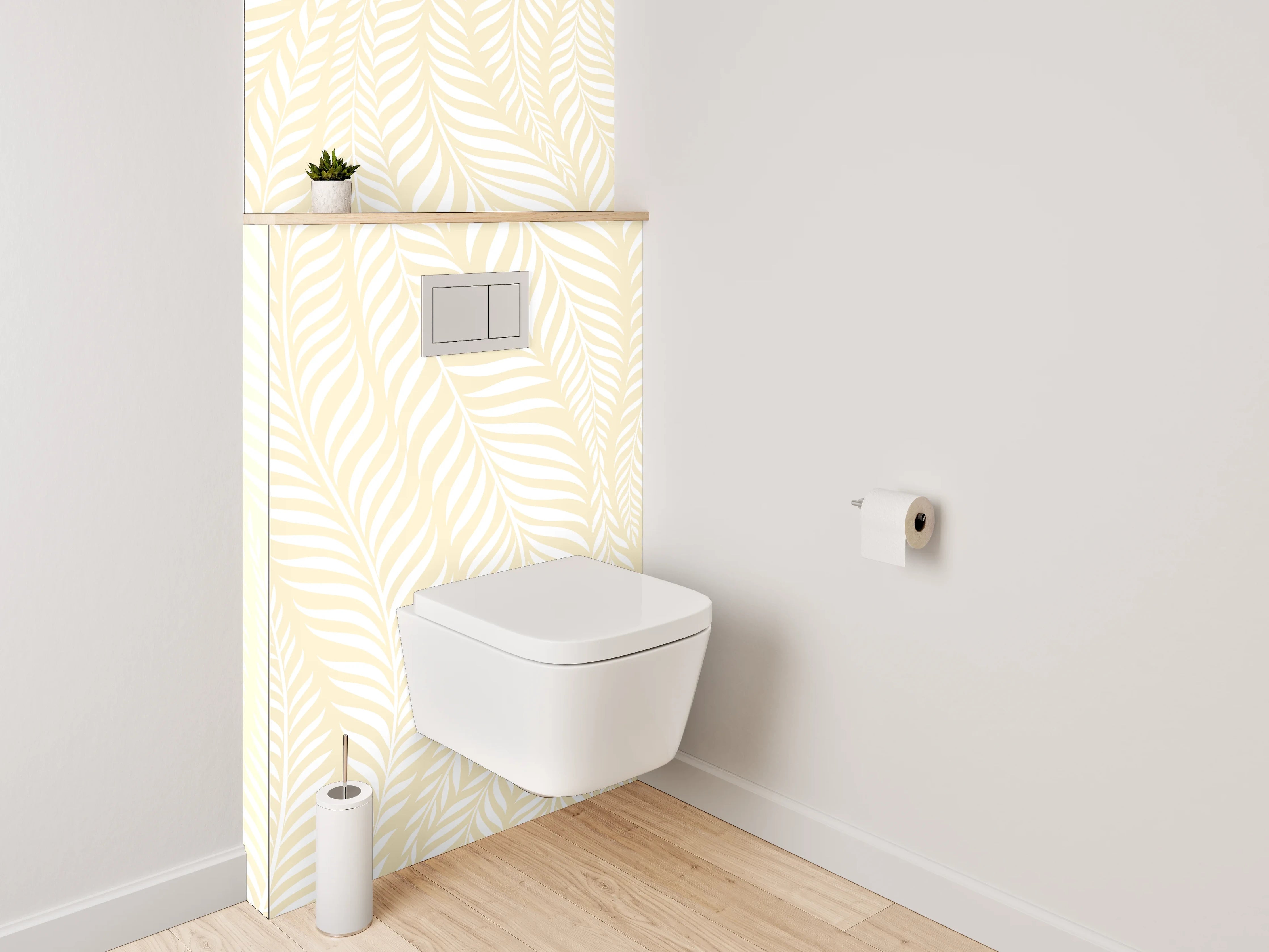 WC-Rückwand - Beige Blätter Muster Tapete