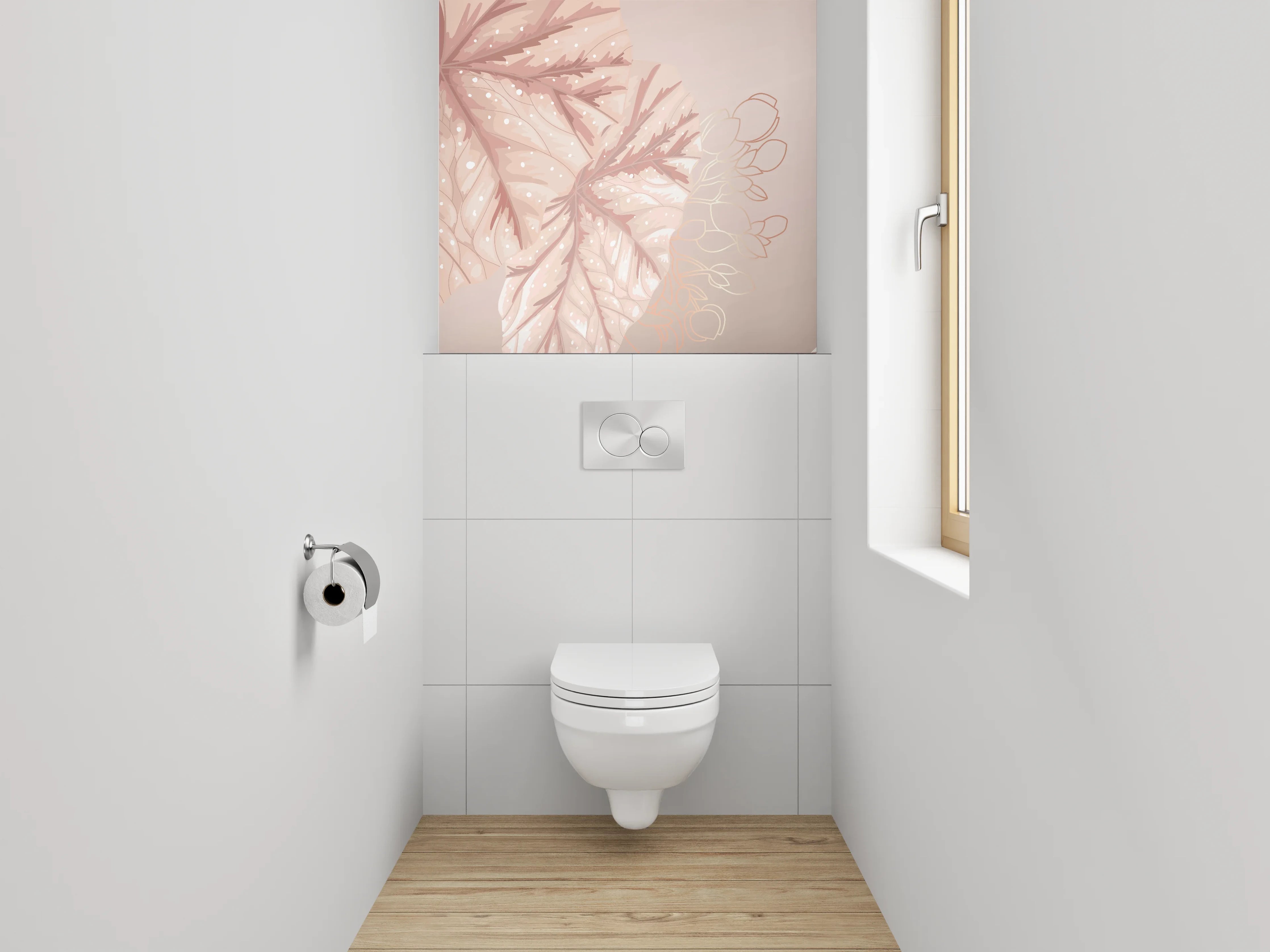 WC-Rückwand - Beige Blatt Illustration dezent