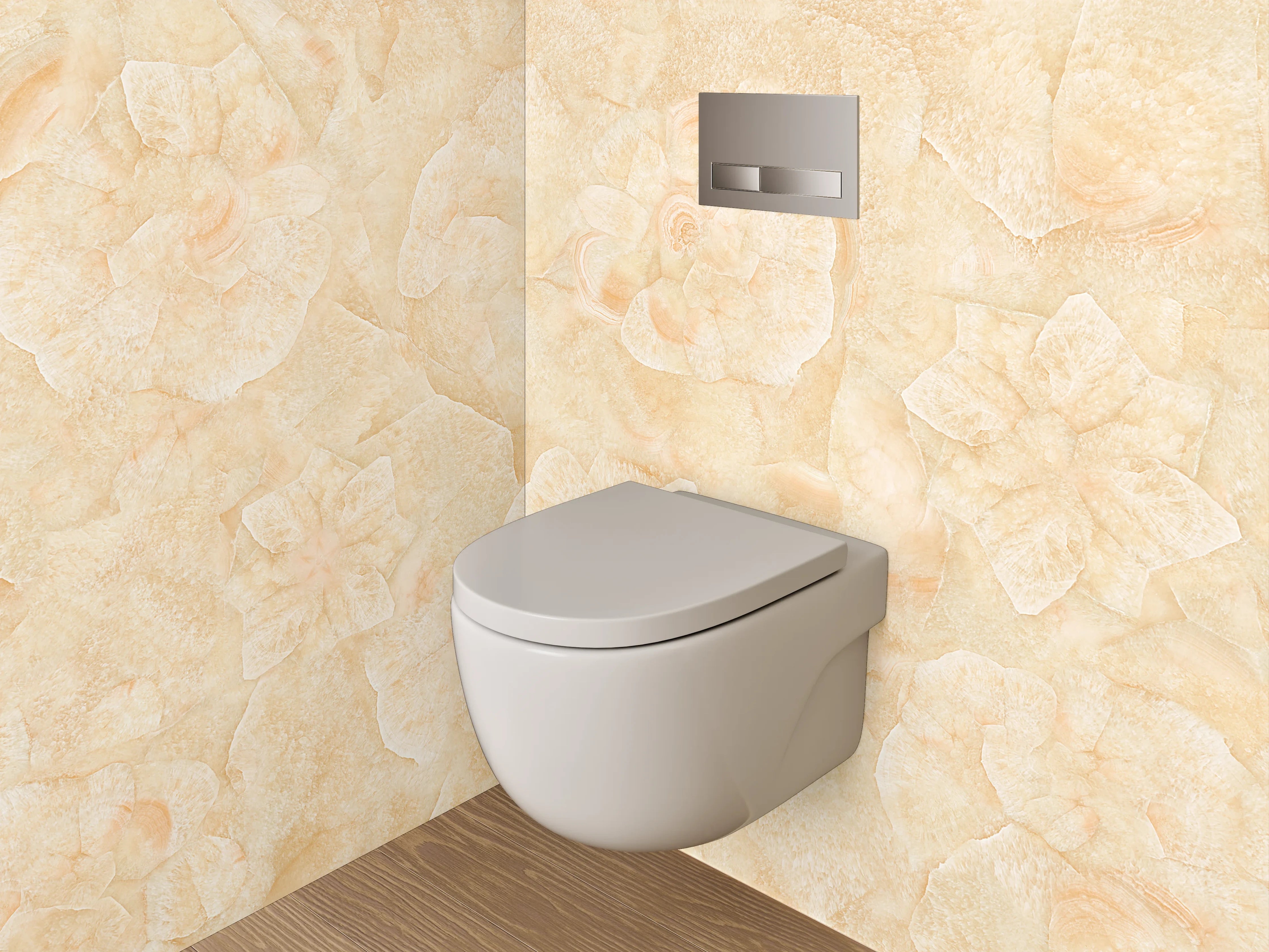 WC-Rückwand - Beige Blumenoptik Vintage Muster