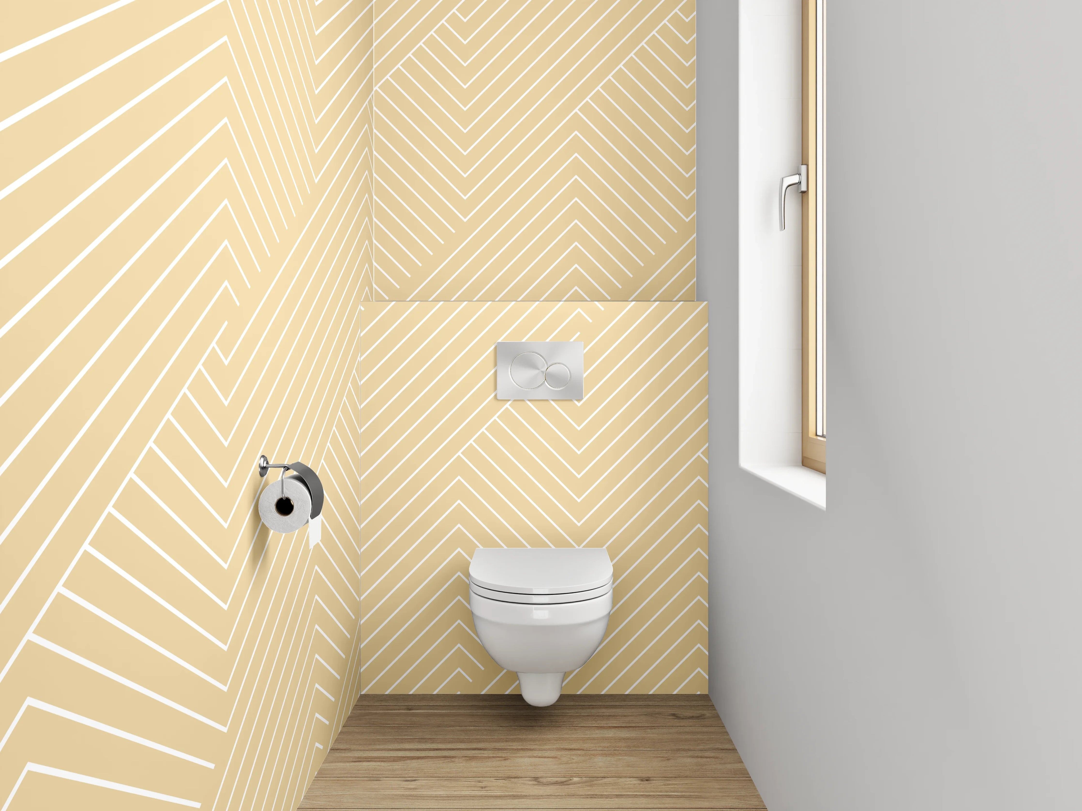WC-Rückwand - Beige Chevron Muster Tapete