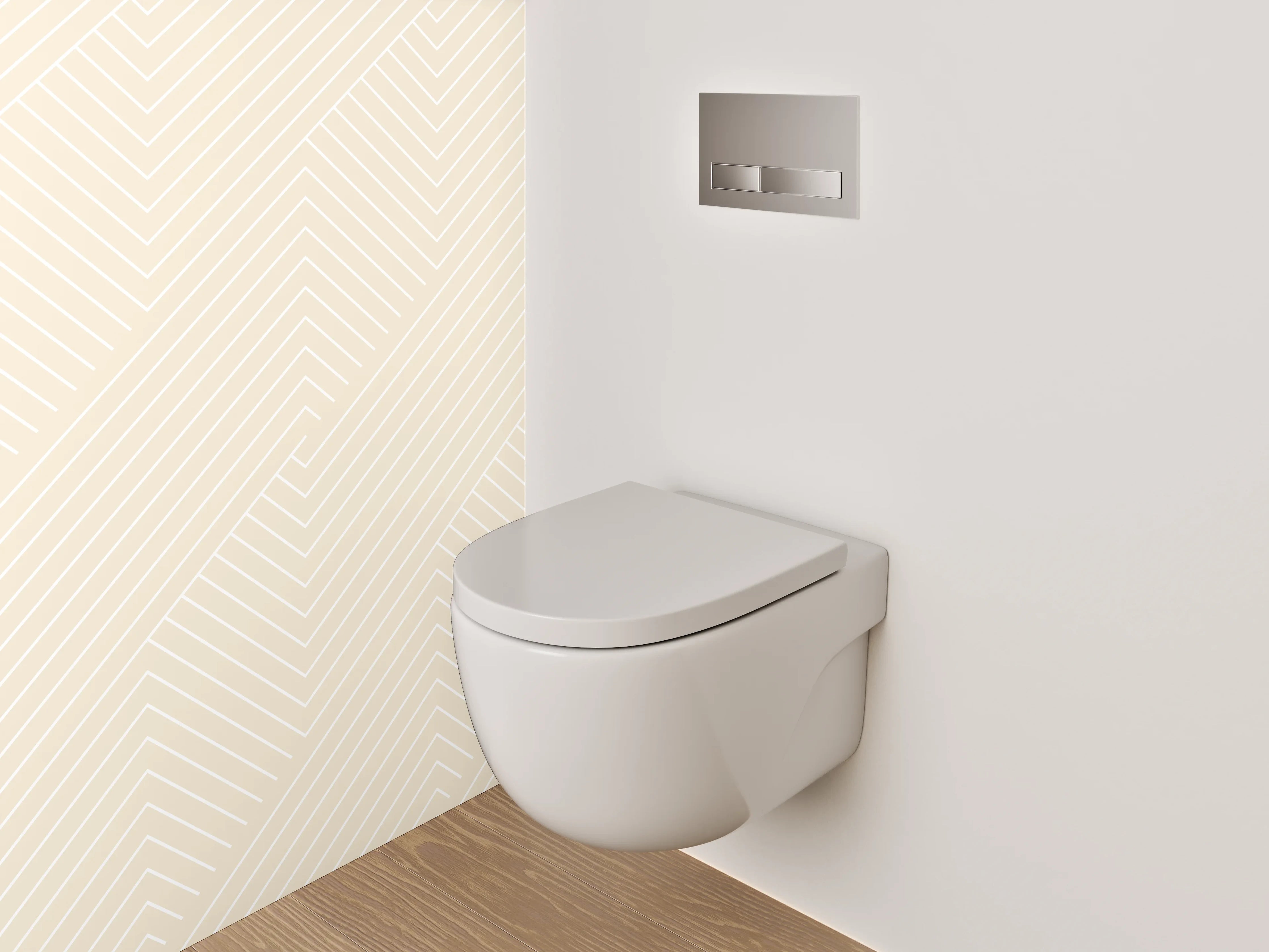 WC-Rückwand - Beige Chevron Tapetenmuster